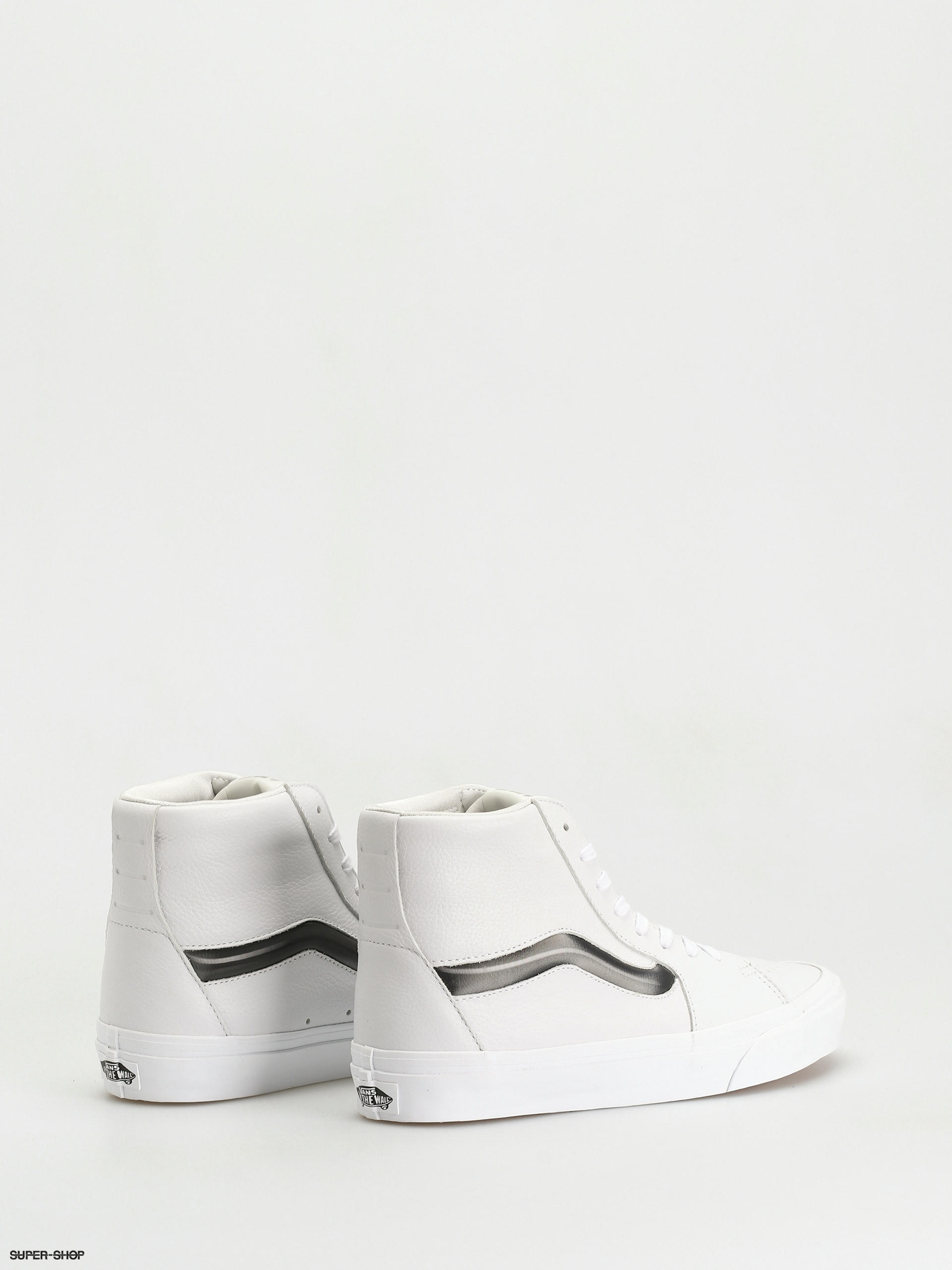 White leather deals high top vans