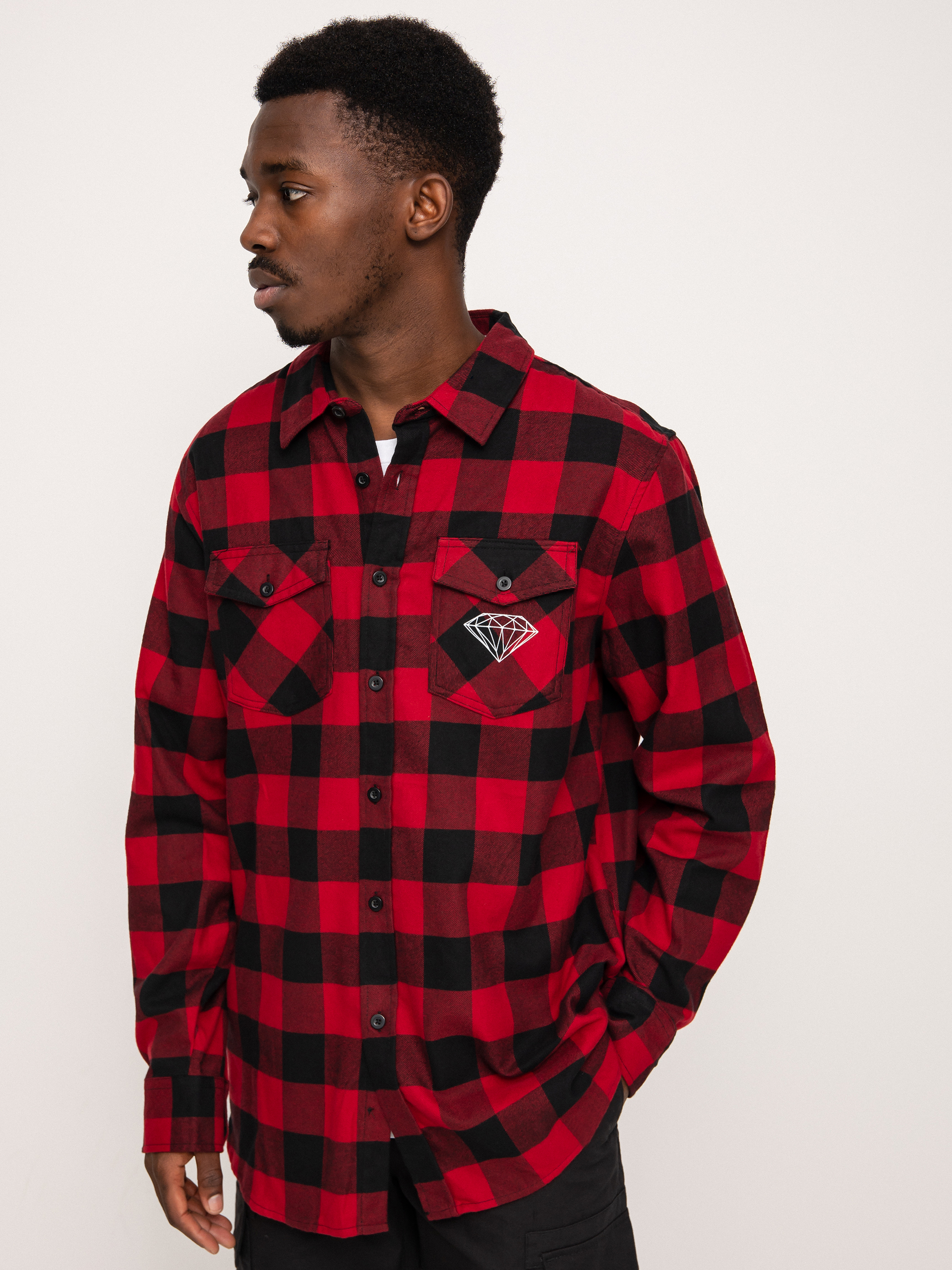 Diamond Supply Co. Dark Idol Flannel Shirt (red)
