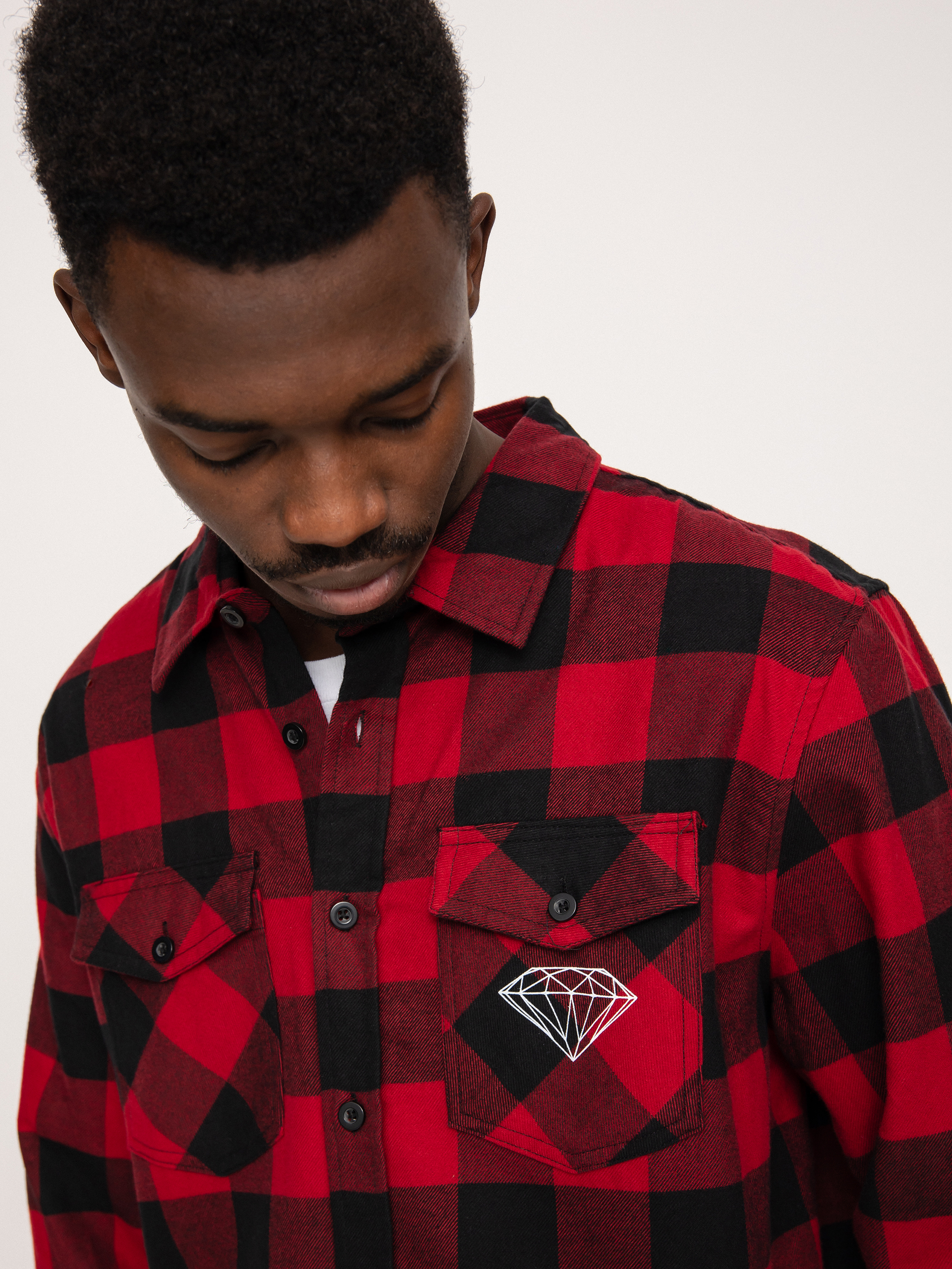Diamond Supply Co. Dark Idol Flannel Shirt (red)