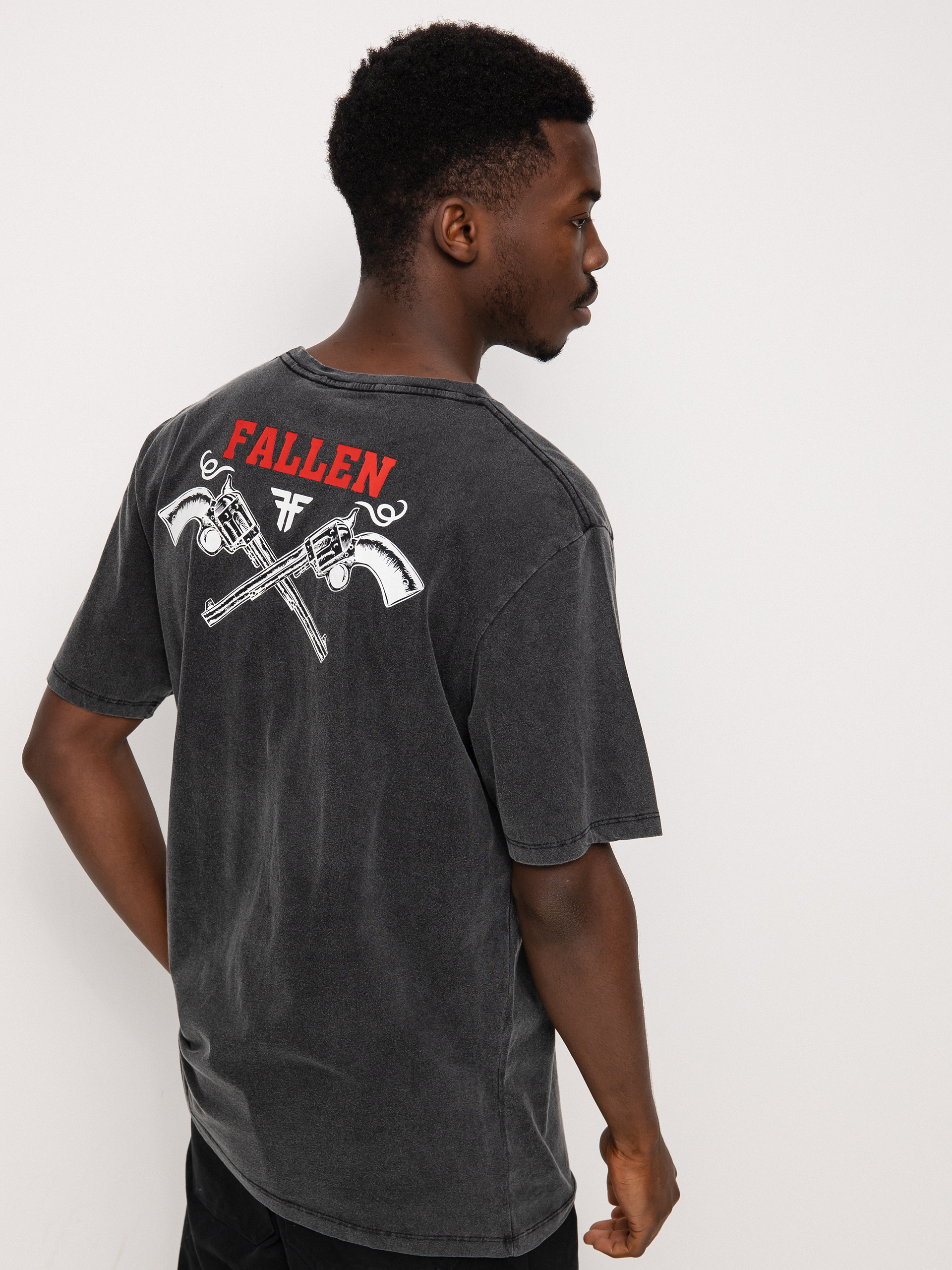 Fallen Revolver T-shirt (black enzymatic wash/white x billy marks)