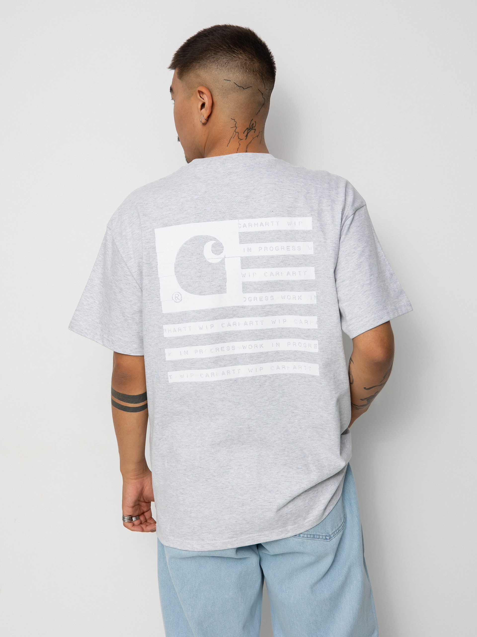 Carhartt WIP Label State Flag T-shirt grey (ash heather/white)