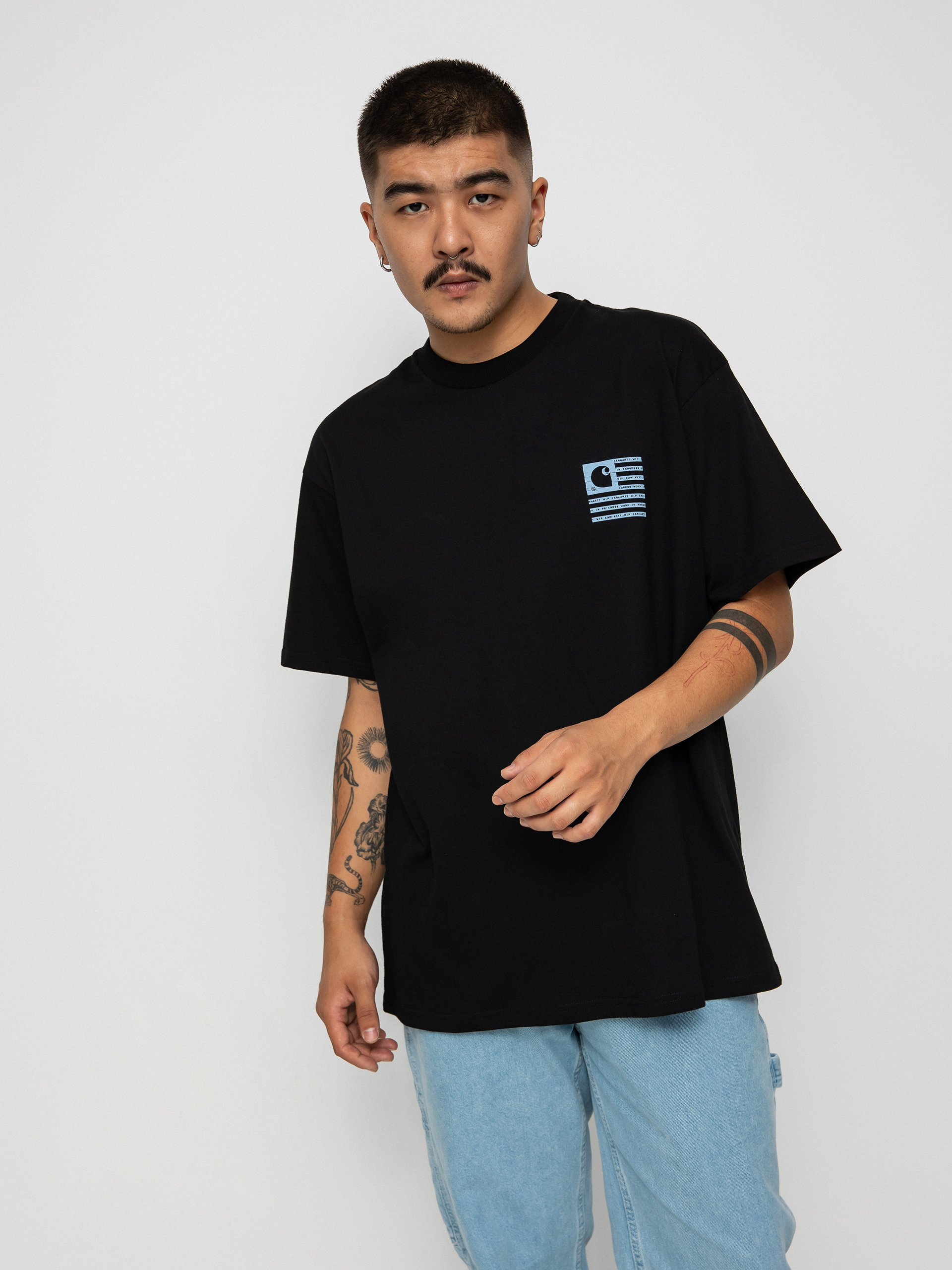 Carhartt WIP Label State Flag T-shirt (black/misty sky)