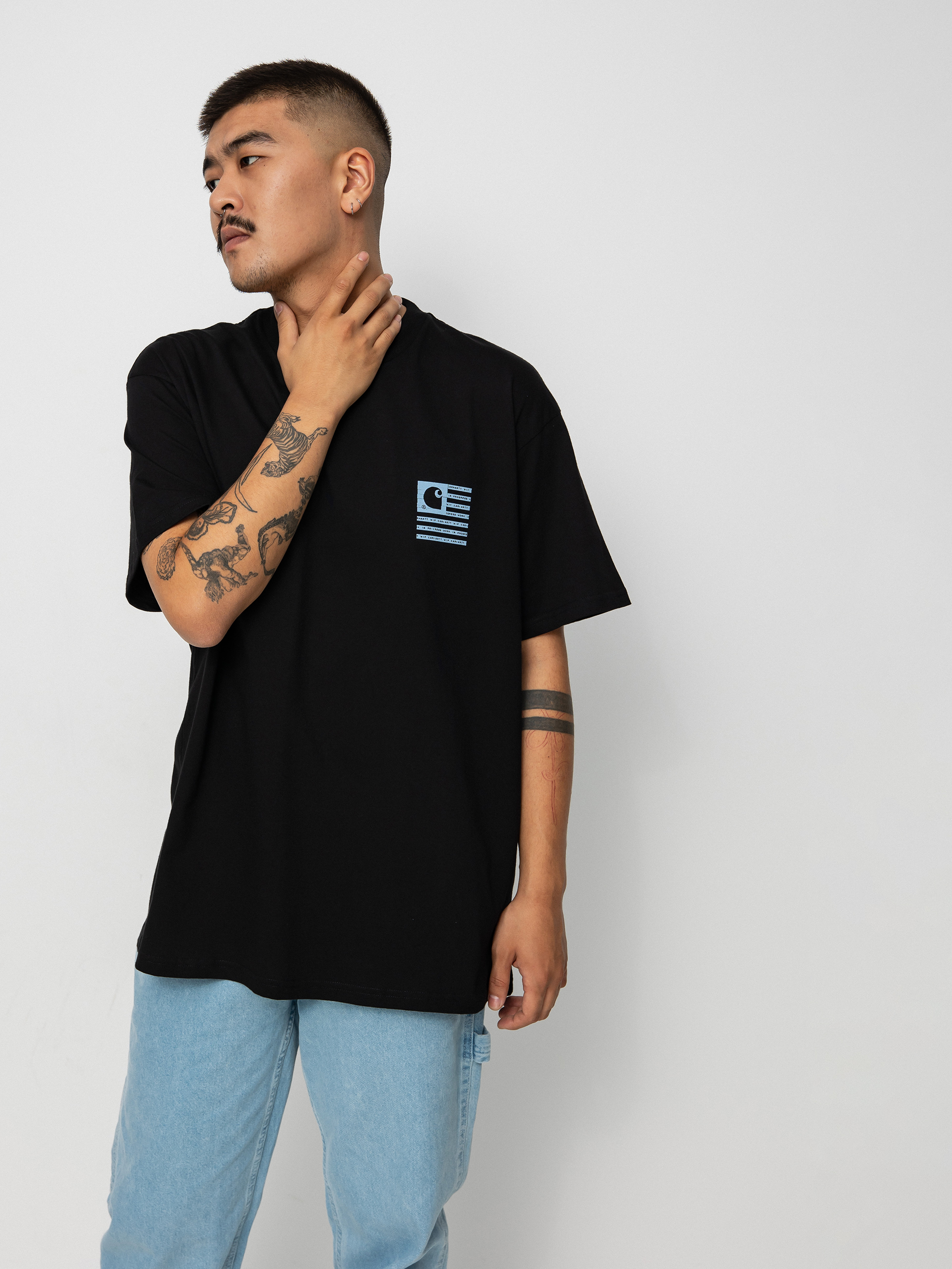 Carhartt WIP Label State Flag T-shirt (black/misty sky)