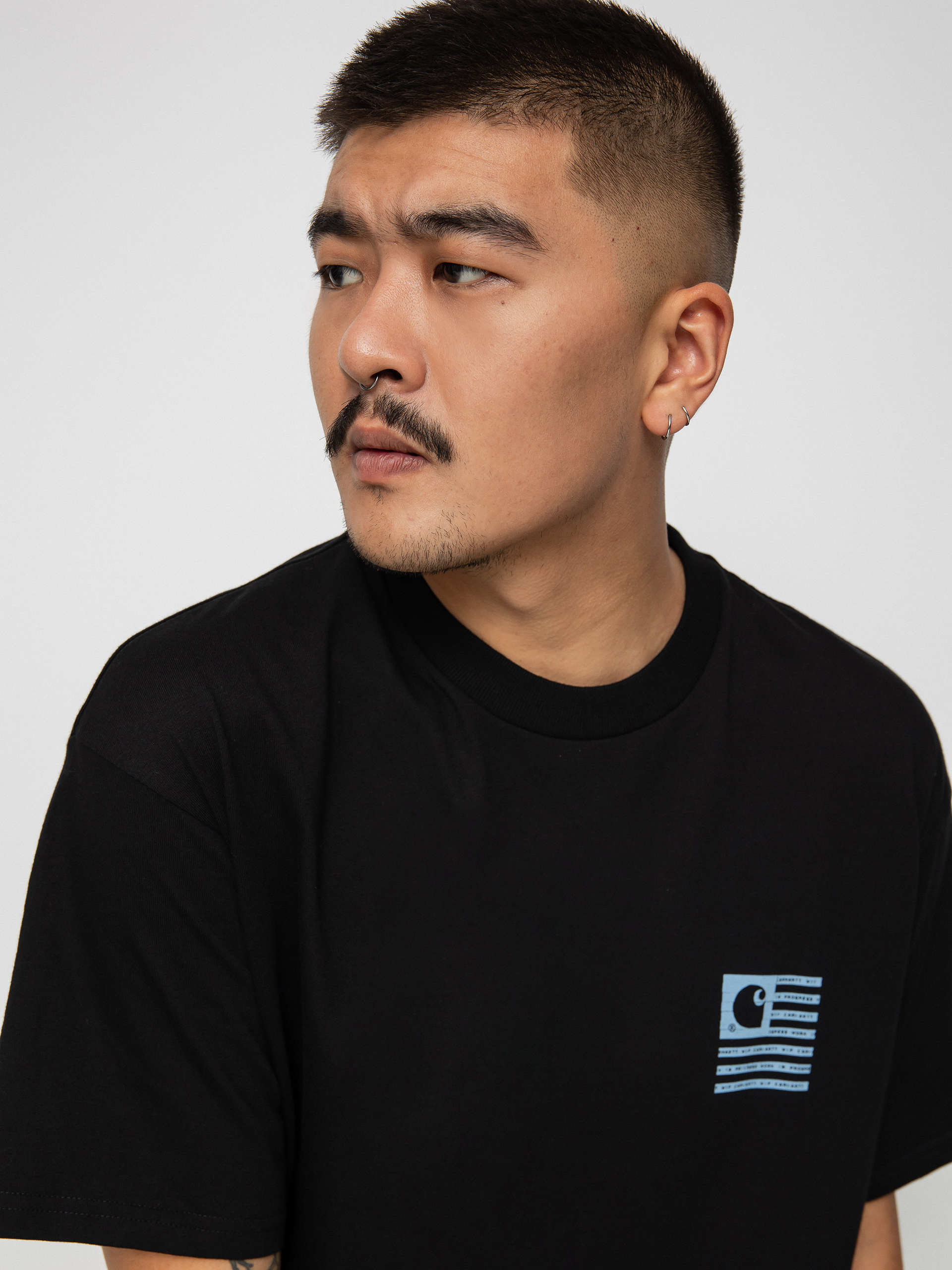 Carhartt WIP Label State Flag T-shirt (black/misty sky)