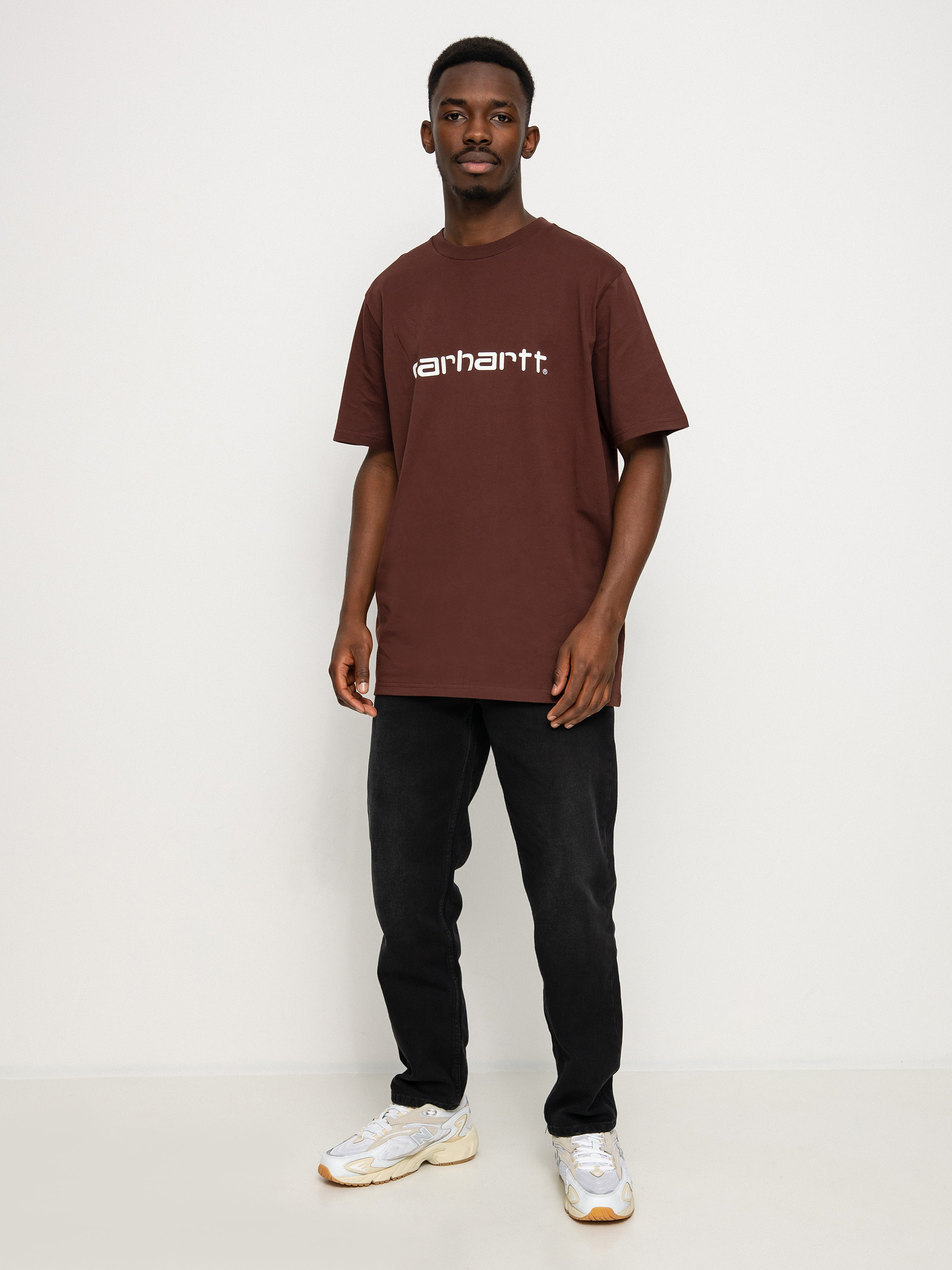 Carhartt WIP Script T shirt burgundy ale wax