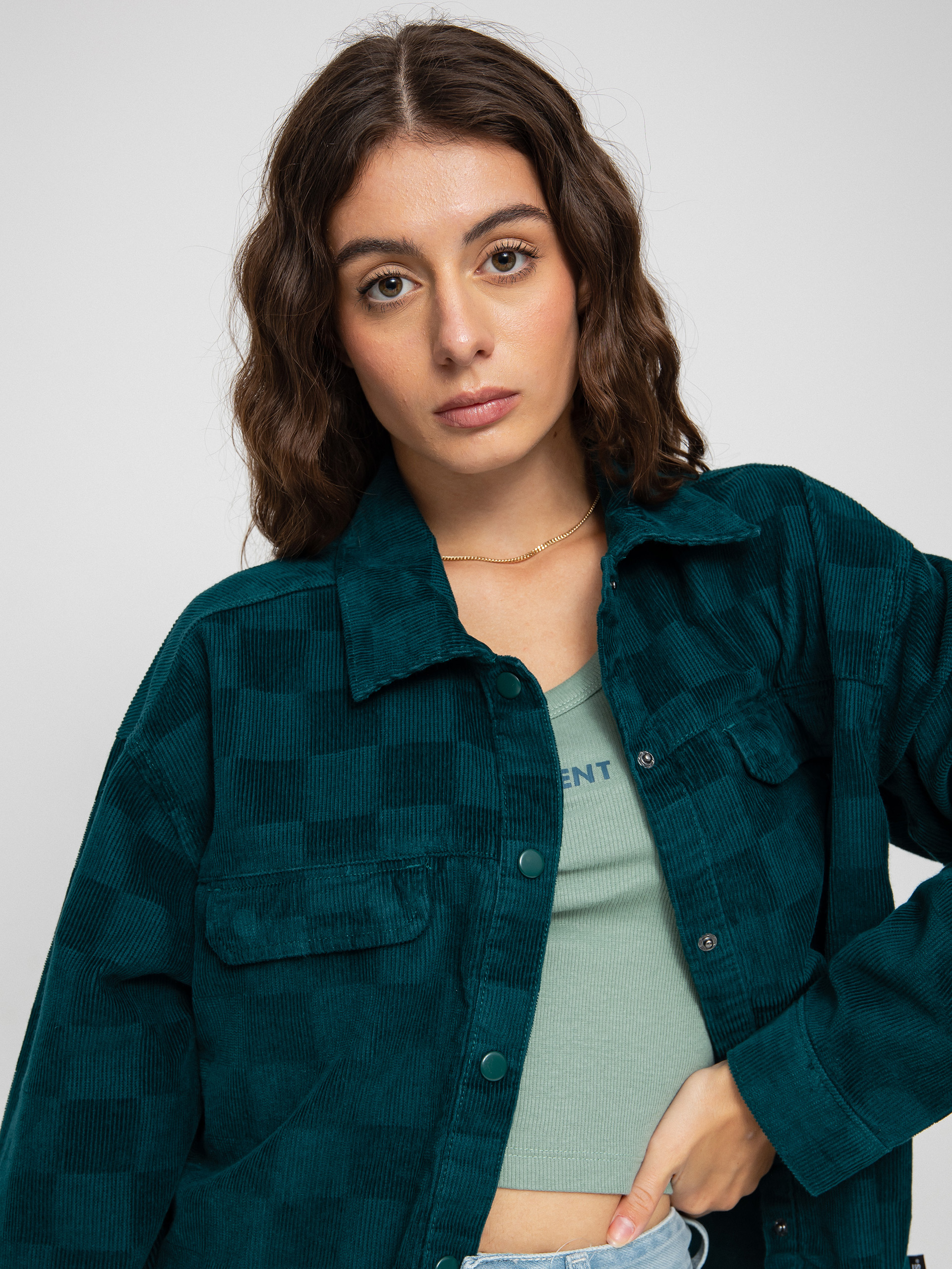 Vans Check It Out Shacket Shirt Wmn (checkerboard cord deep teal)