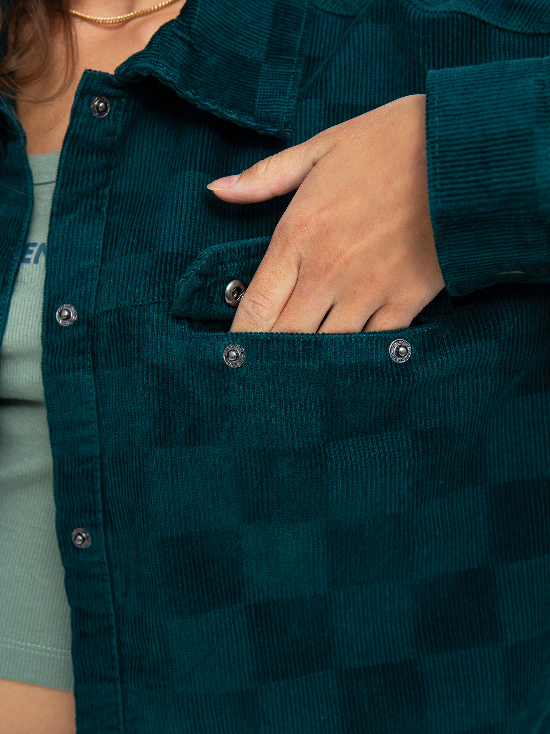 Vans Check It Out Shacket Shirt Wmn (checkerboard cord deep teal)