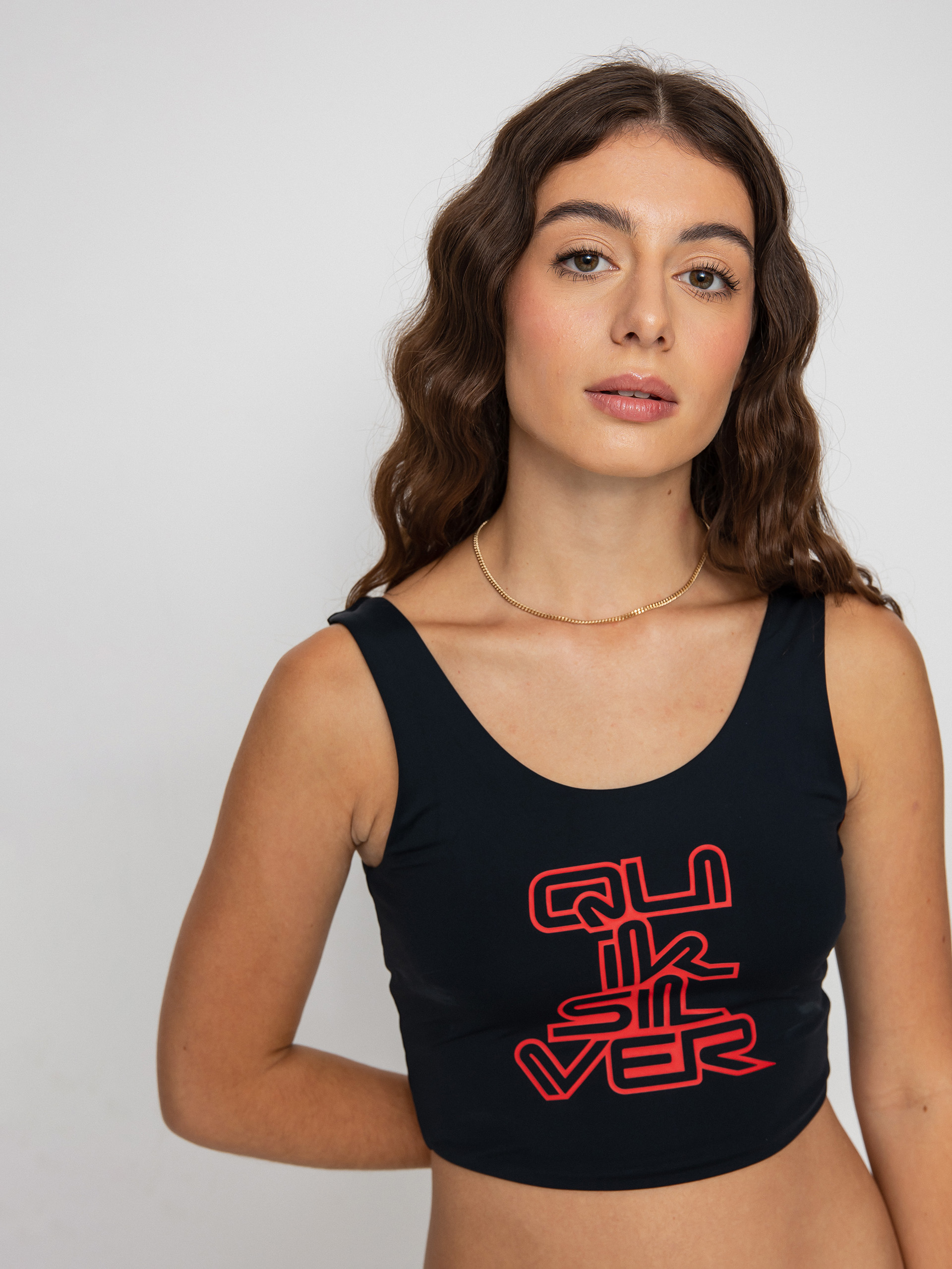 Quiksilver Góra od bikini X Stranger Things Upside Down Scoop Singlet Underwear Wmn (black)