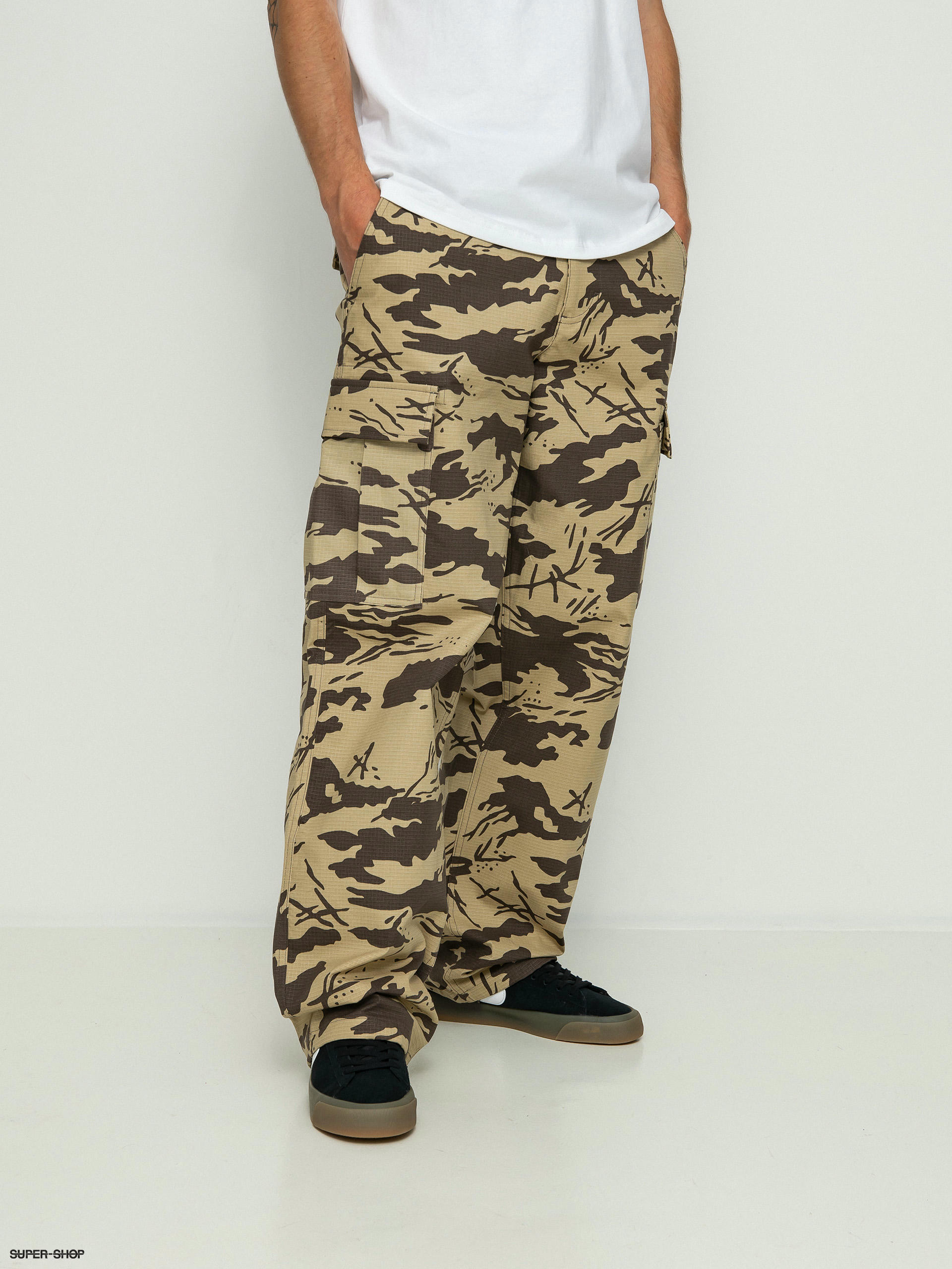 Cargo Pants MOLECULE® 45019 Canvas Zipper Cap Pockets Loose Fit Camo Green