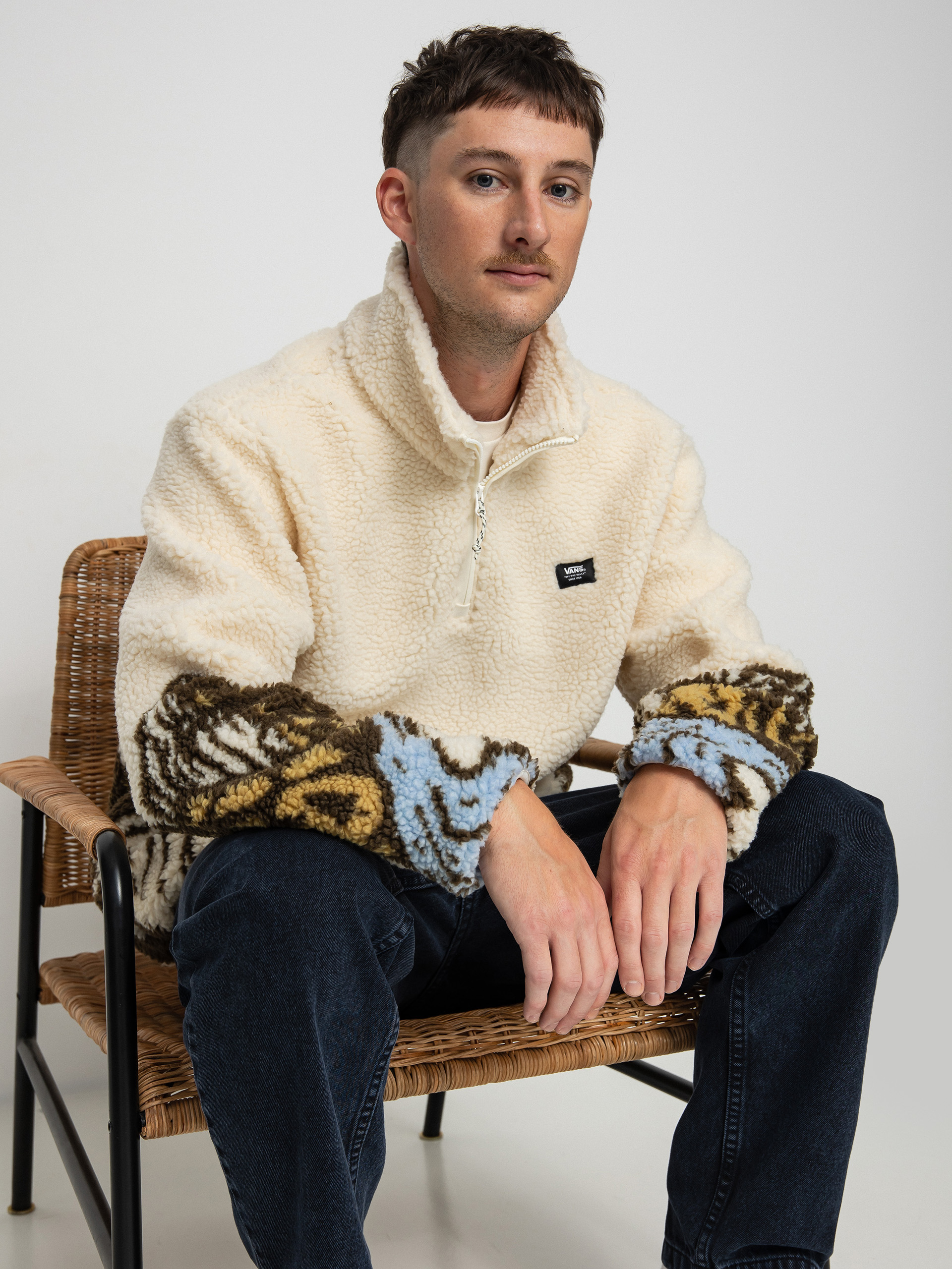 Herren Vans Mt Qzip Fleece jacke (antique white)