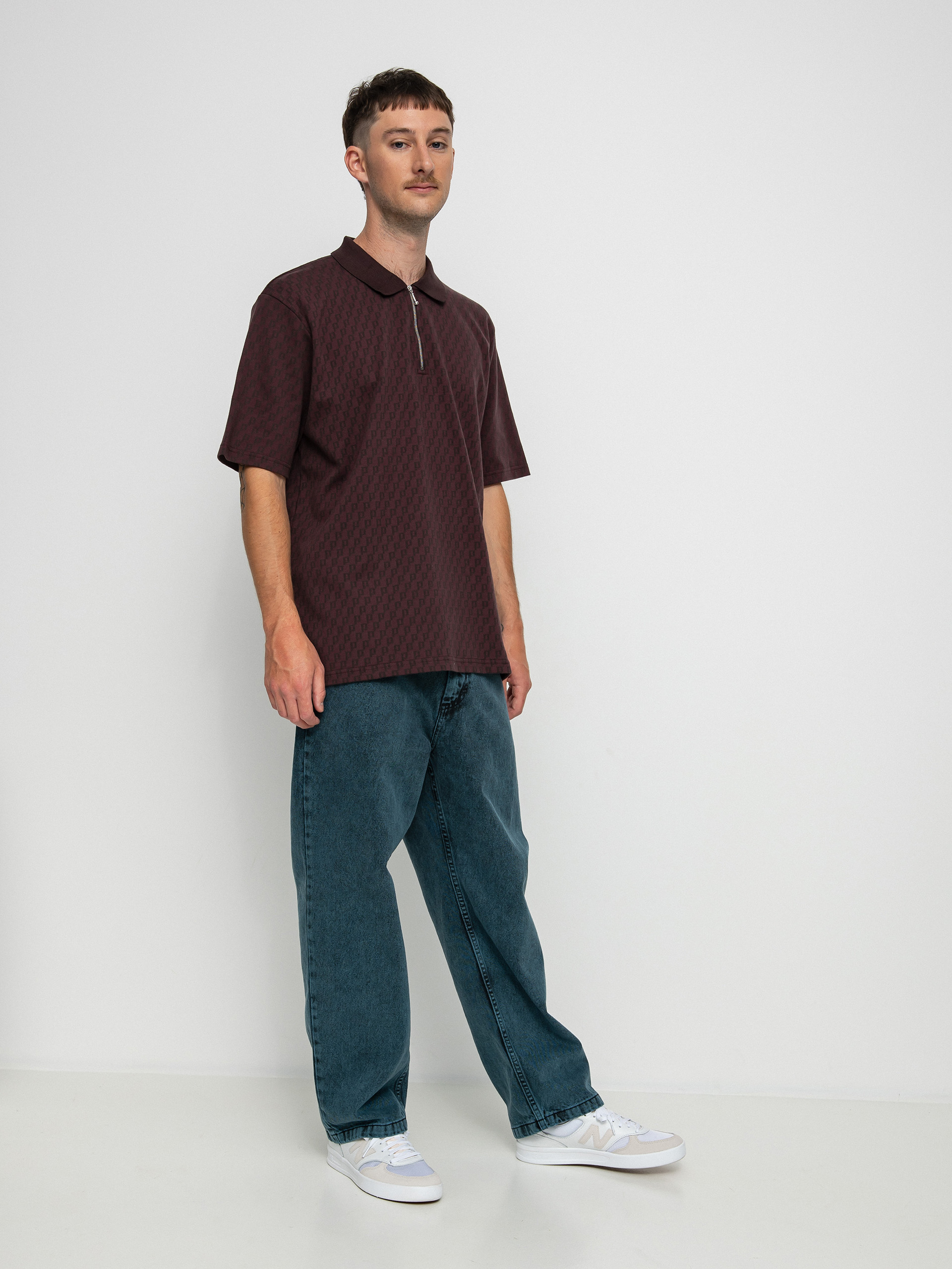 Polar Skate Zip Polo t-shirt (bordeaux)