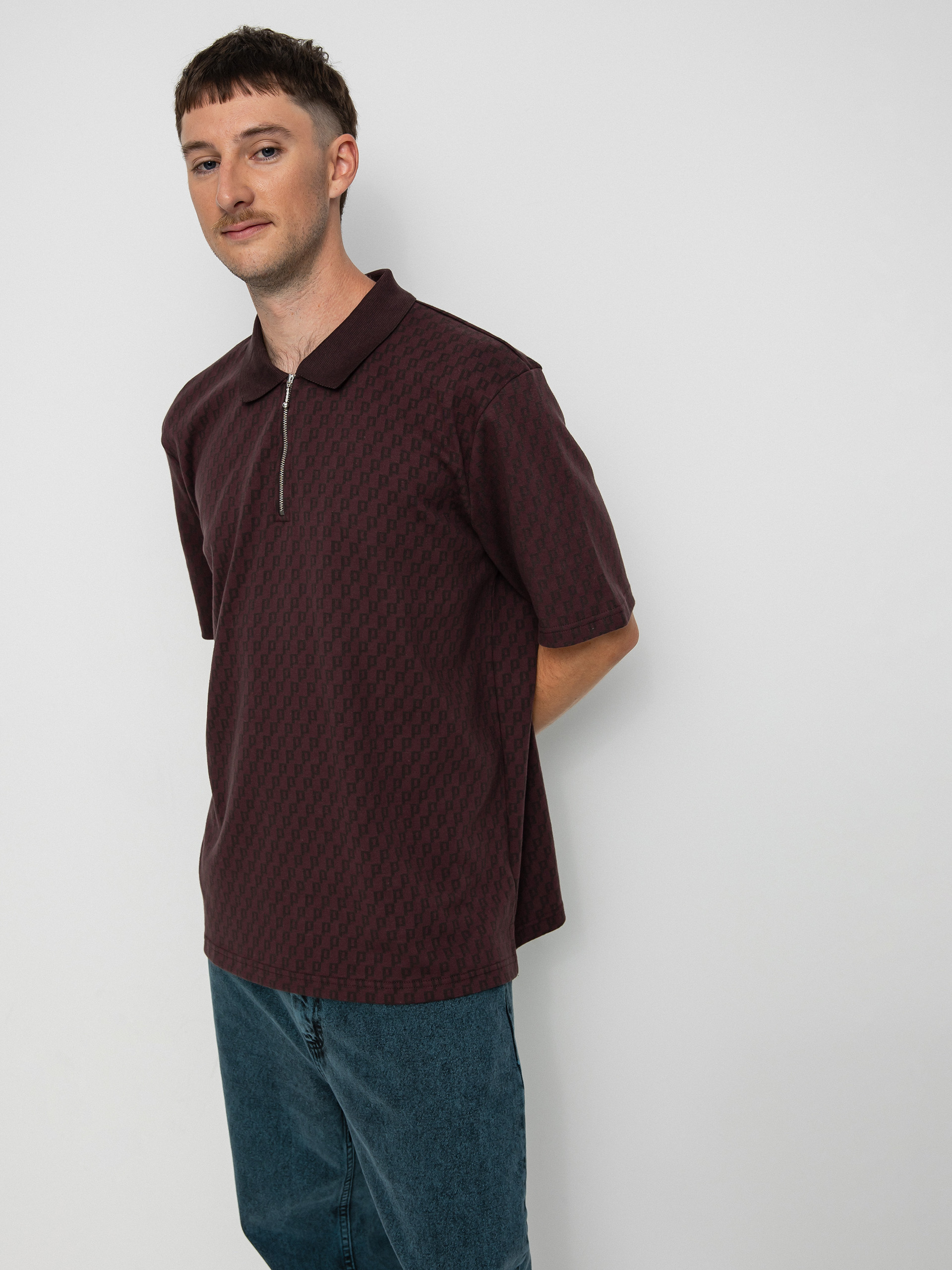 Polar Skate Zip Polo t-shirt (bordeaux)