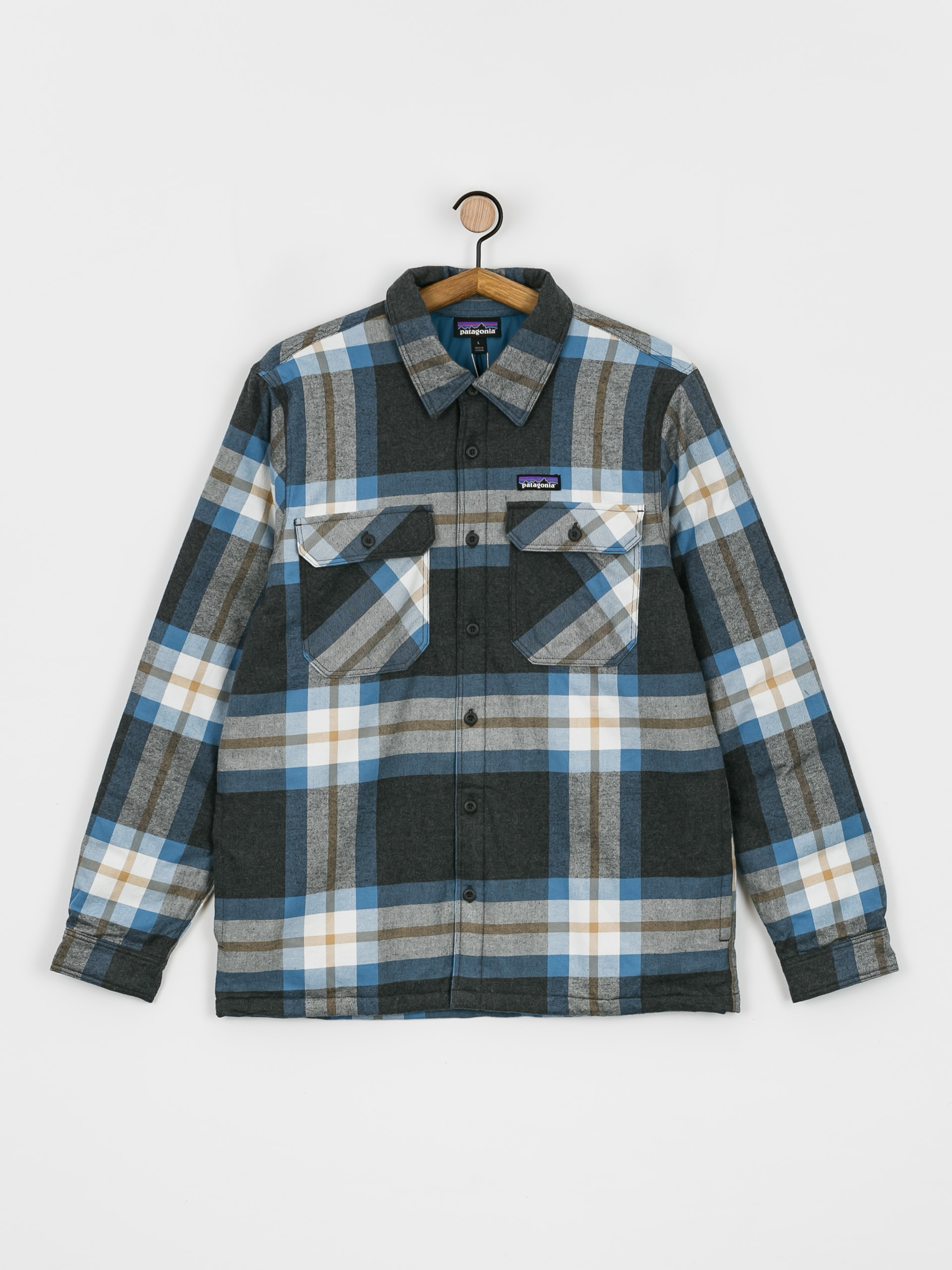 Patagonia Insulated Organic Cotton Fjord Flannel Jacket (forestry/ink black)
