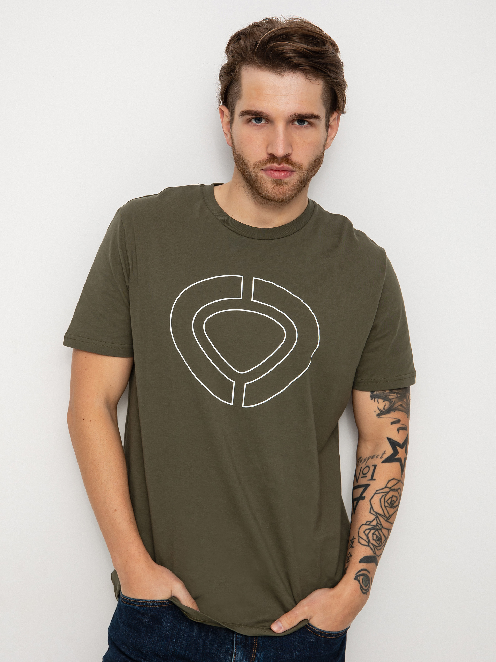 Circa Icon Track T-shirt (military green/white)