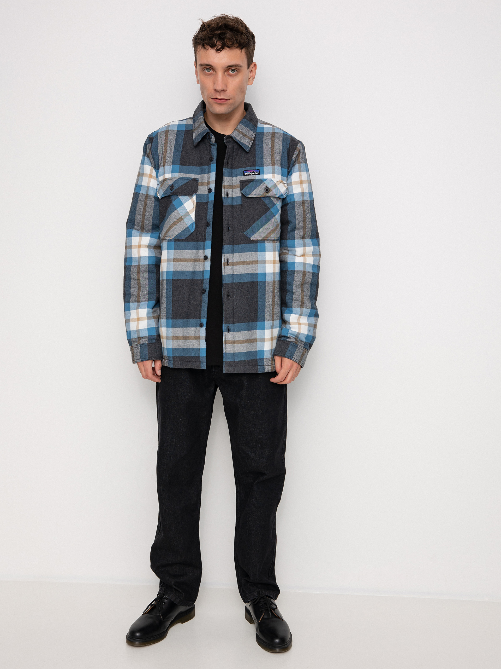 Patagonia Insulated Organic Cotton Fjord Flannel Jacket (forestry/ink black)