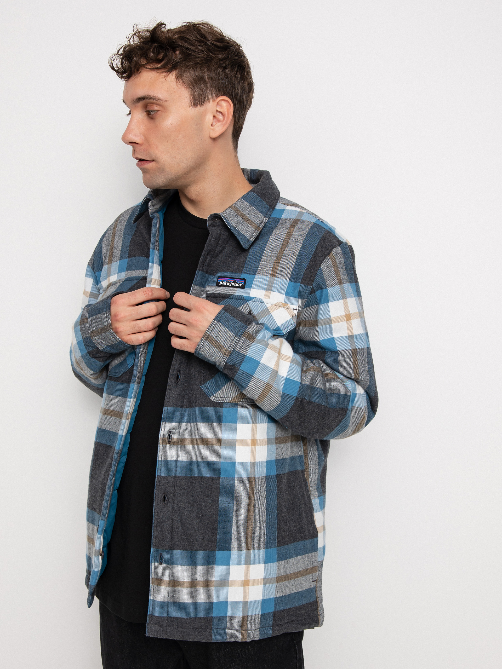 Patagonia Insulated Organic Cotton Fjord Flannel Jacket (forestry/ink black)