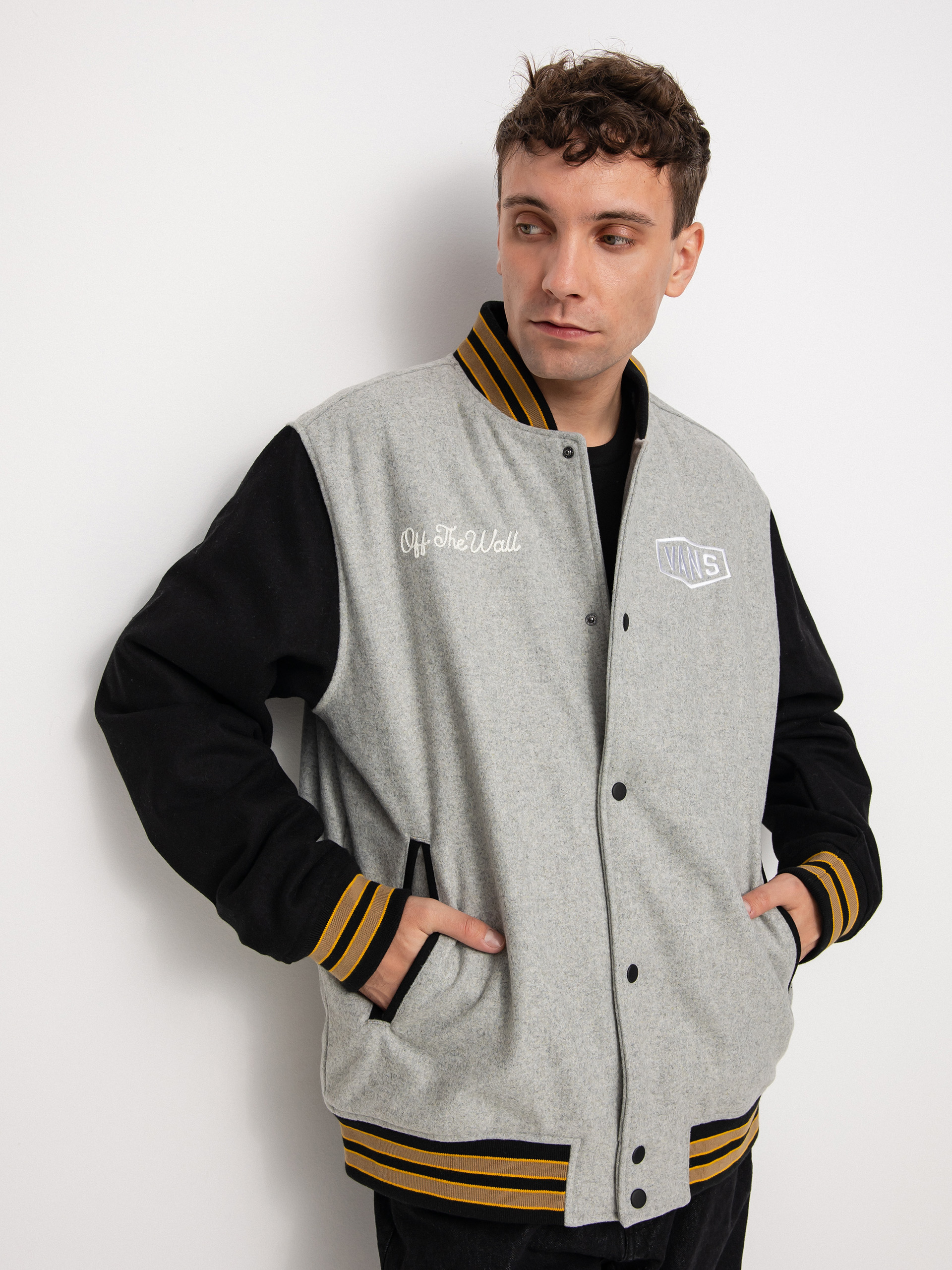 Vans Checkerboard Research Varsity Jacket (checkerboard research charcoal heather/b)