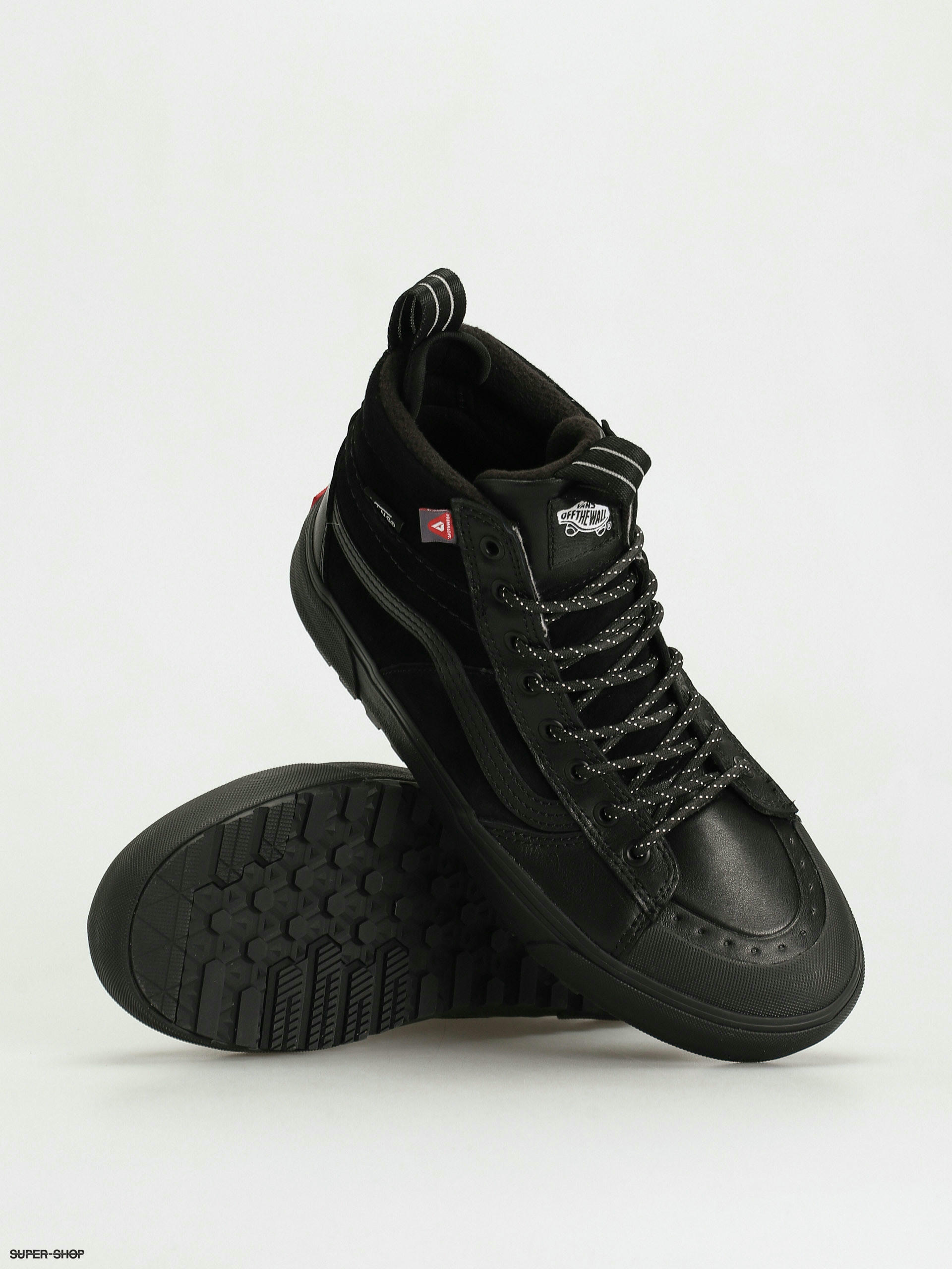 Vans sk8 hi on sale all black leather