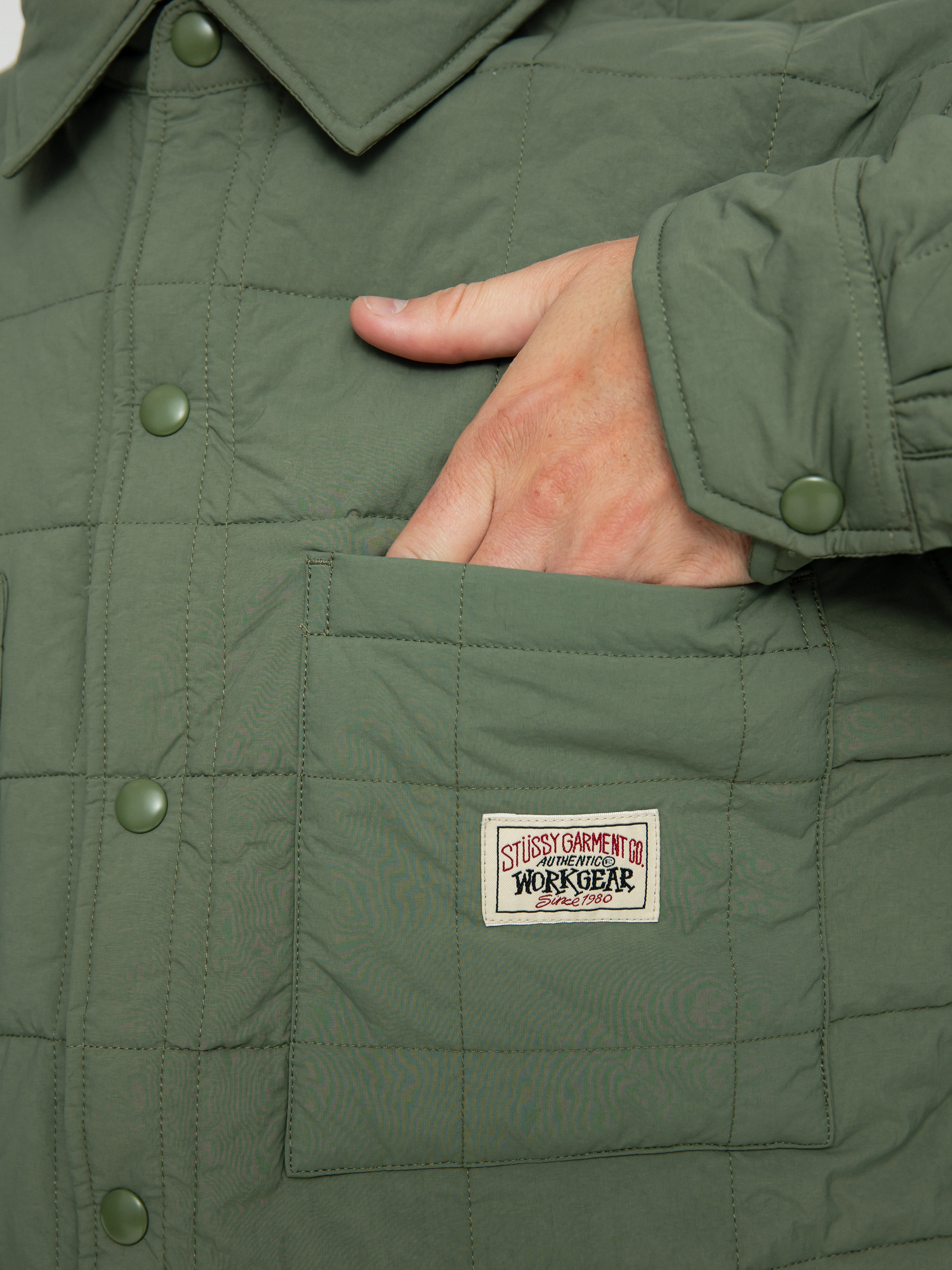 【美品】22AW Stussy Quilted Fatigue Shirt Stussy Quilted Fatigue Shirt - green (green)