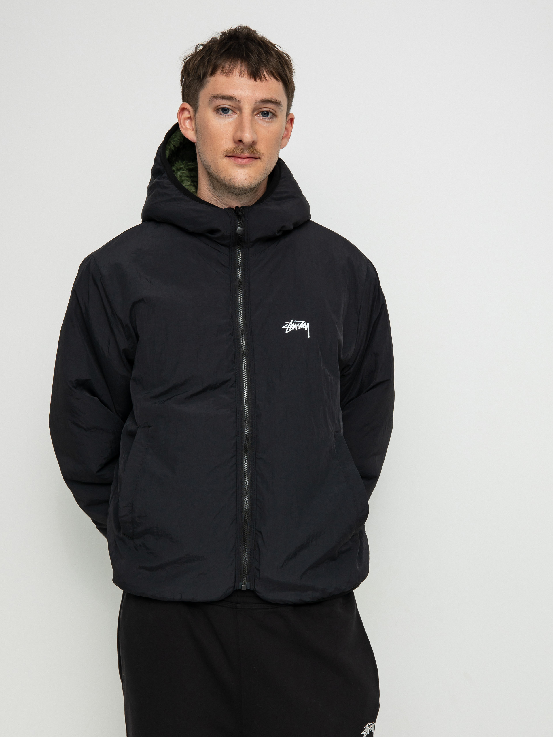 Stussy black discount sherpa jacket