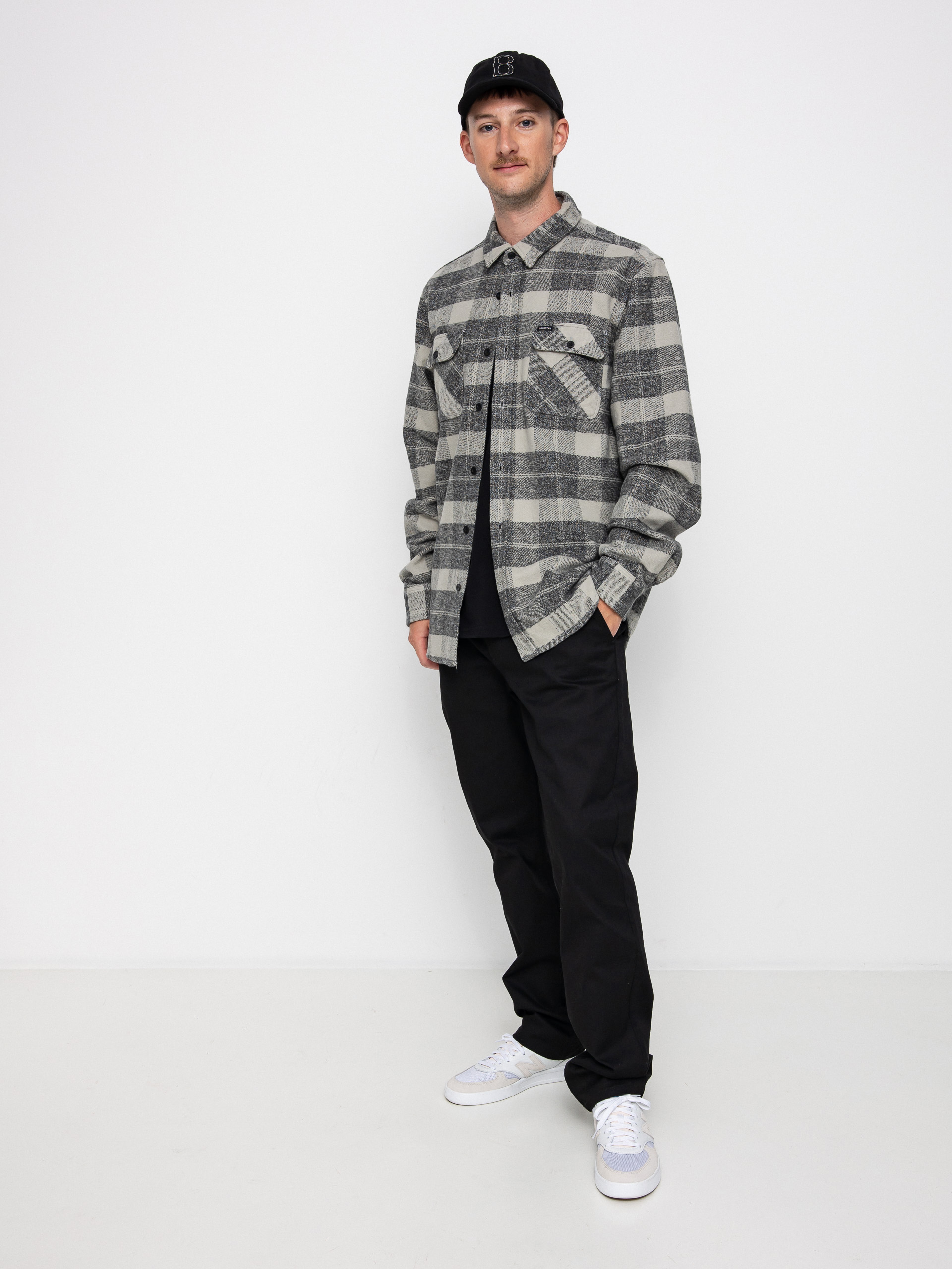 Brixton Bowery Heavy Weight Ls Hemd (black/charcoal)