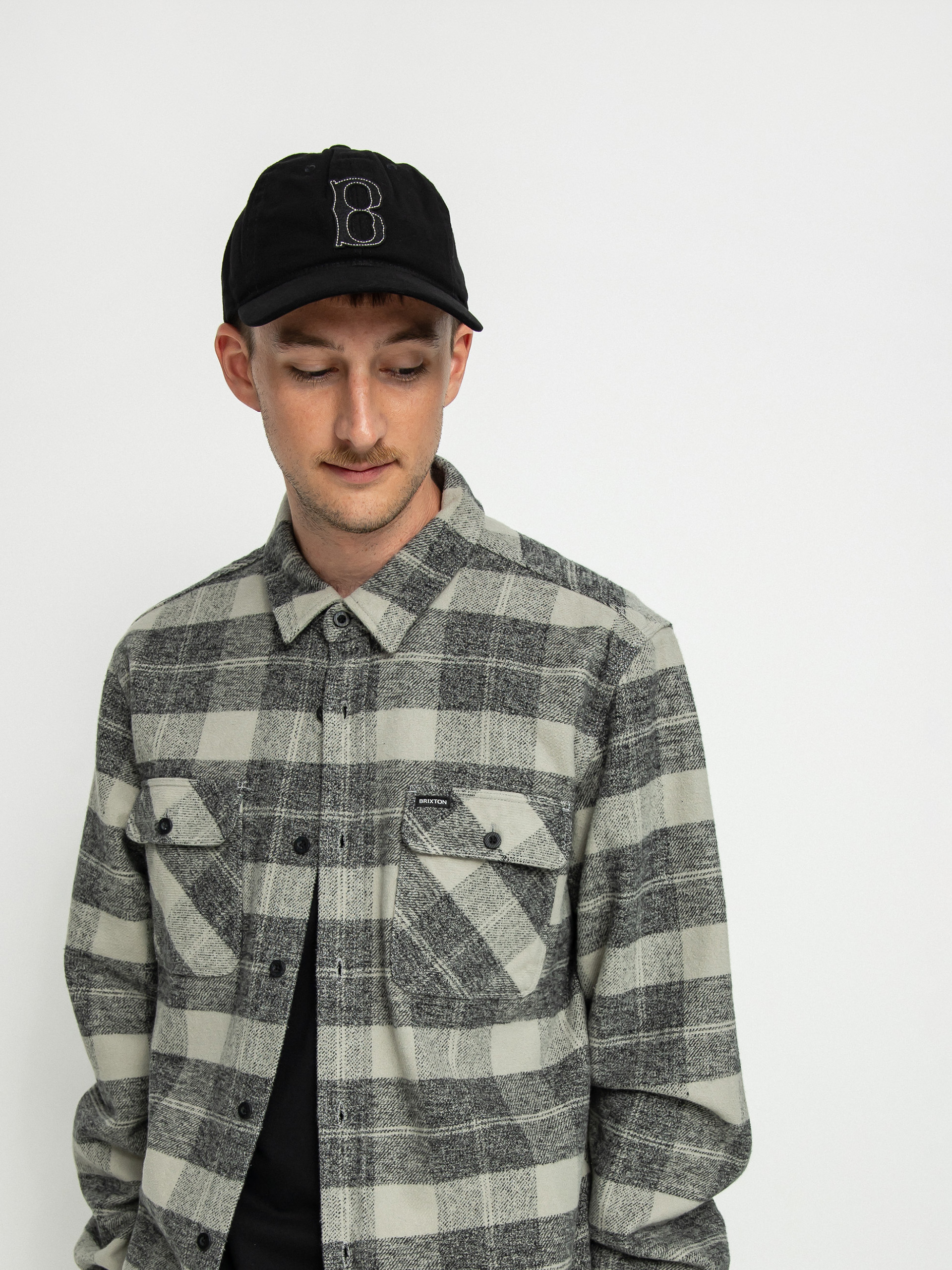 Brixton Bowery Heavy Weight Ls Hemd (black/charcoal)