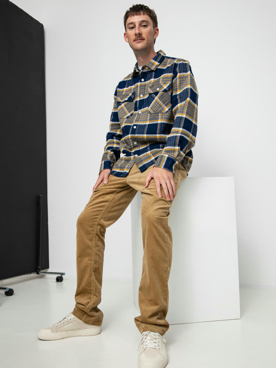 Brixton Bowery Flannel Ls Hemd (moonlit ocean/bright gold/off)