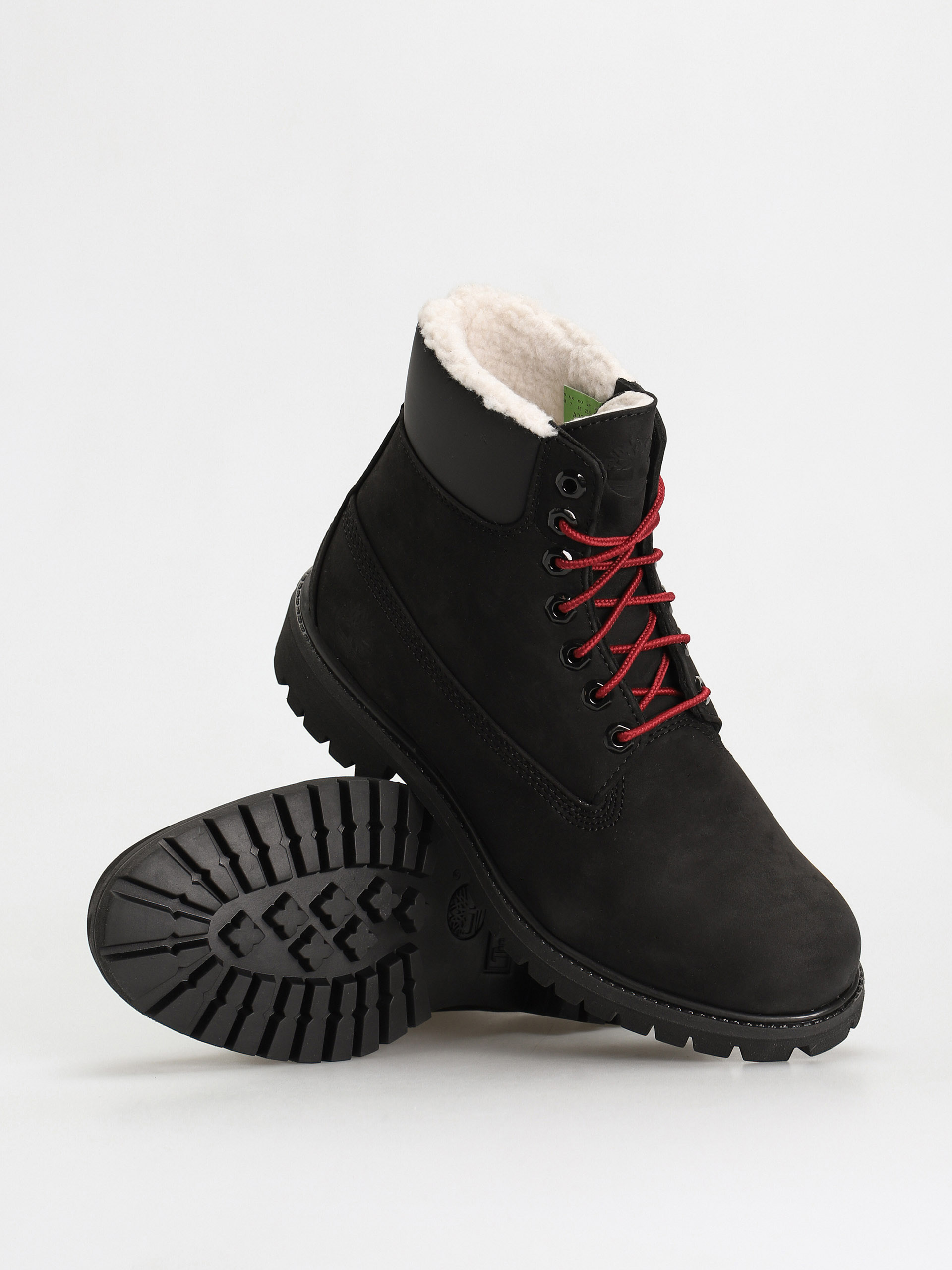 Timberland In Premium Fur/Warm Lin Shoes black (black nubuck/red)