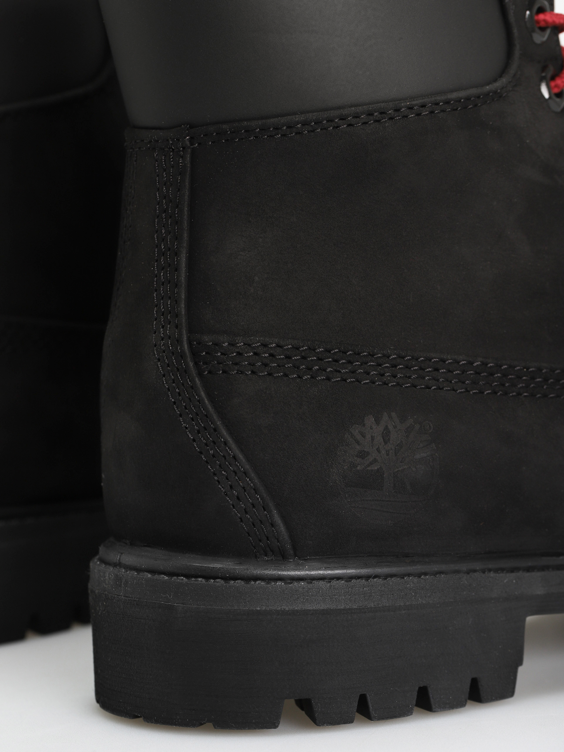 Timberland 6 In Premium Fur/Warm Lin Shoes (black nubuck/red)