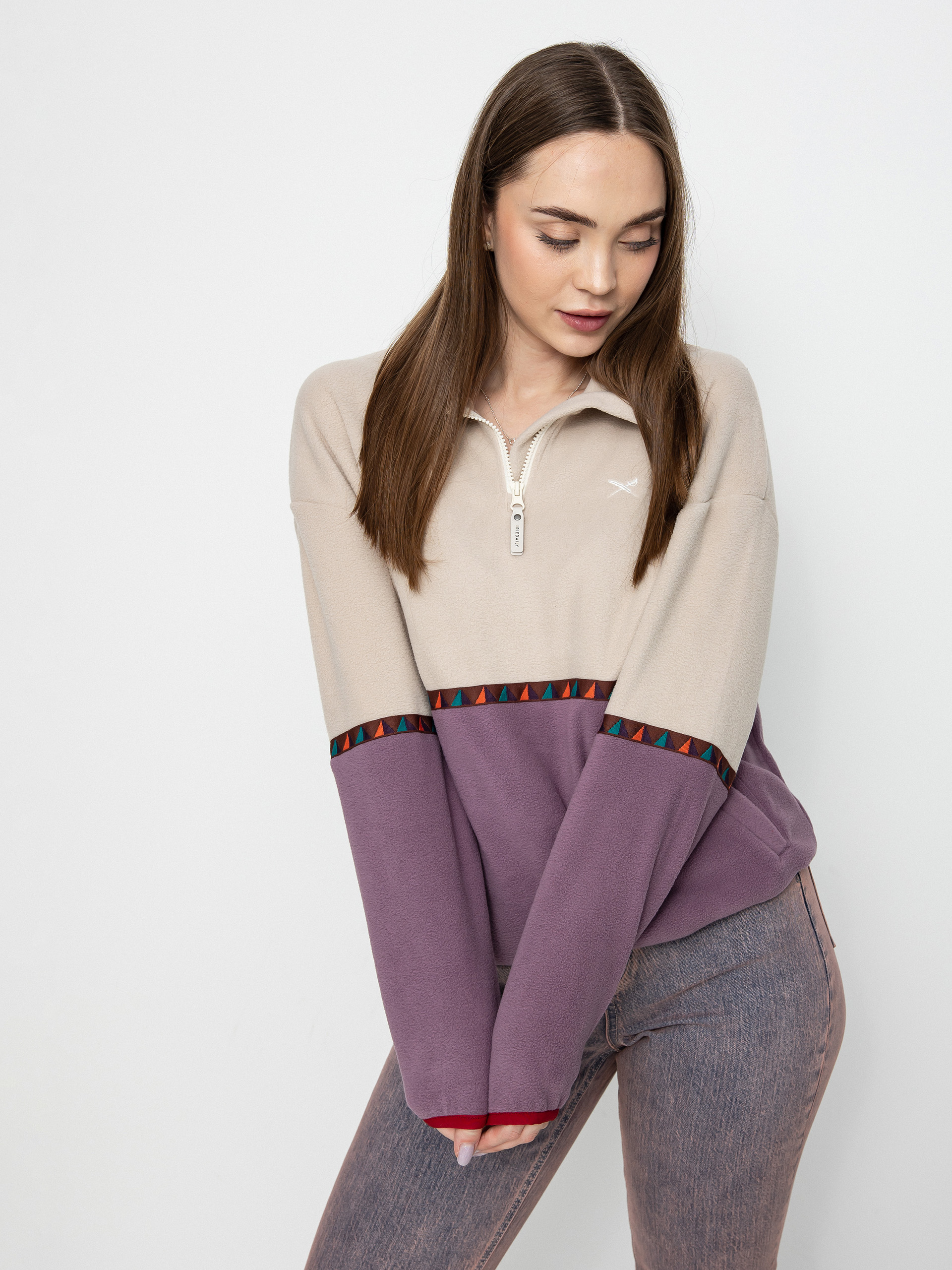 Damen Iriedaily Holina Fleece Troyer Fleecejacke (beige)