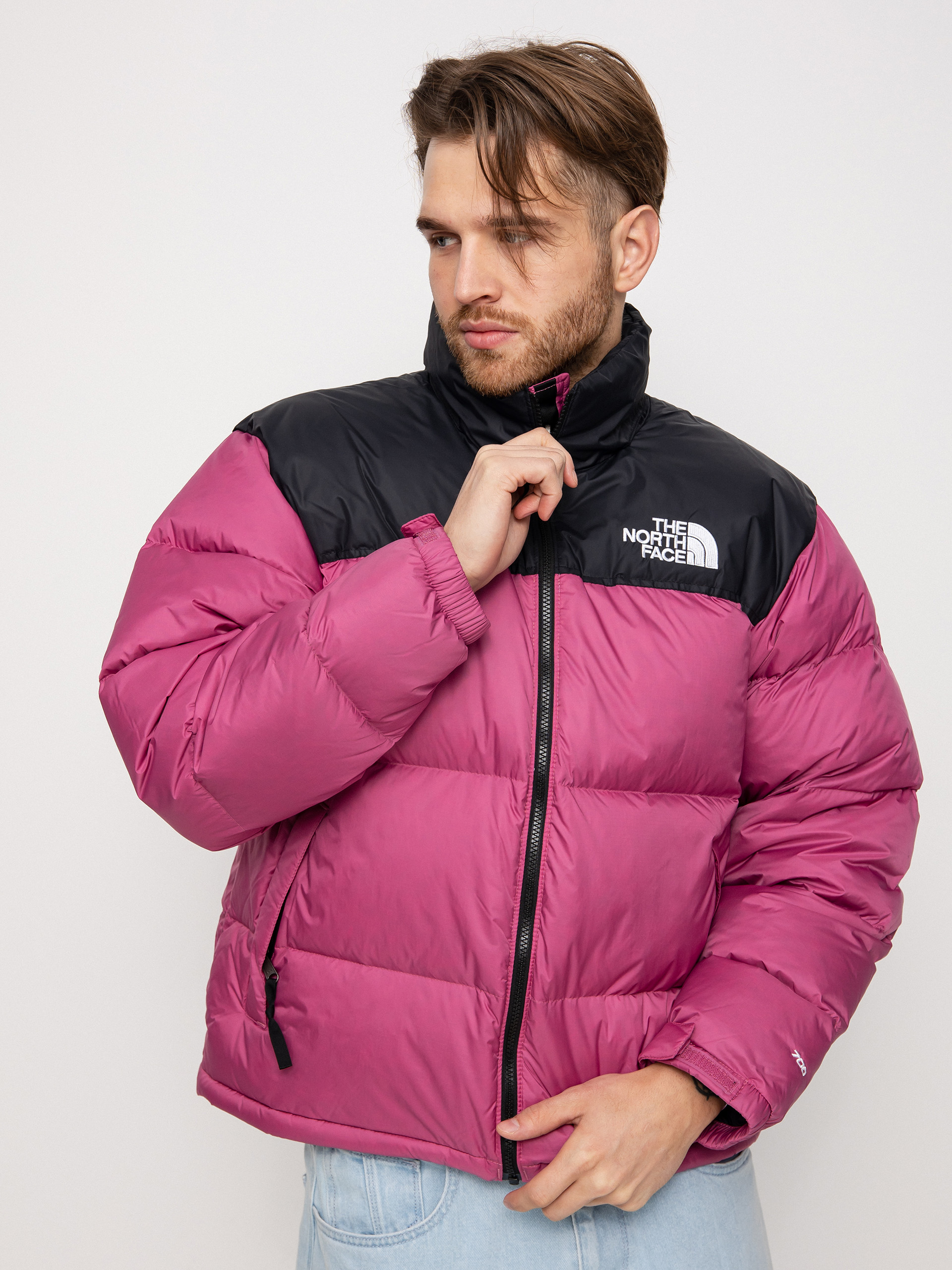 The north face on sale puffer jacket red