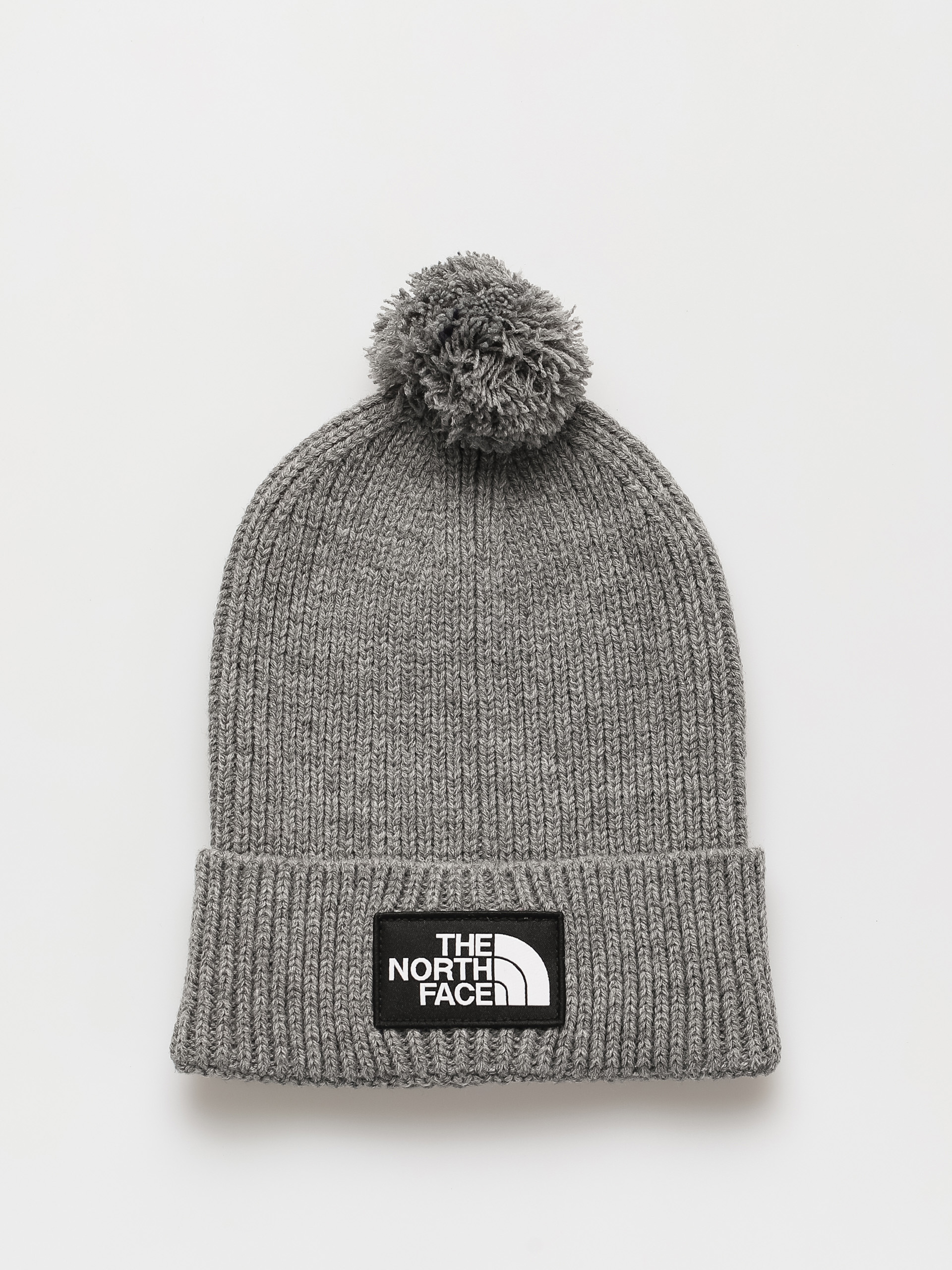 The North Face TNF Logo Box Pom Beanie (tnf medium grey heather)