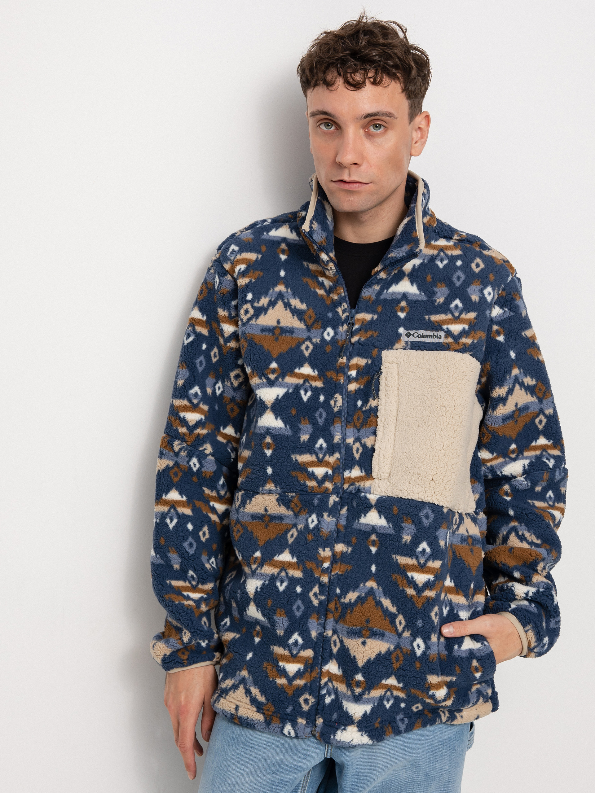 Mens Columbia Mountainside Printed Full Zip Fleece (dark mountain r)