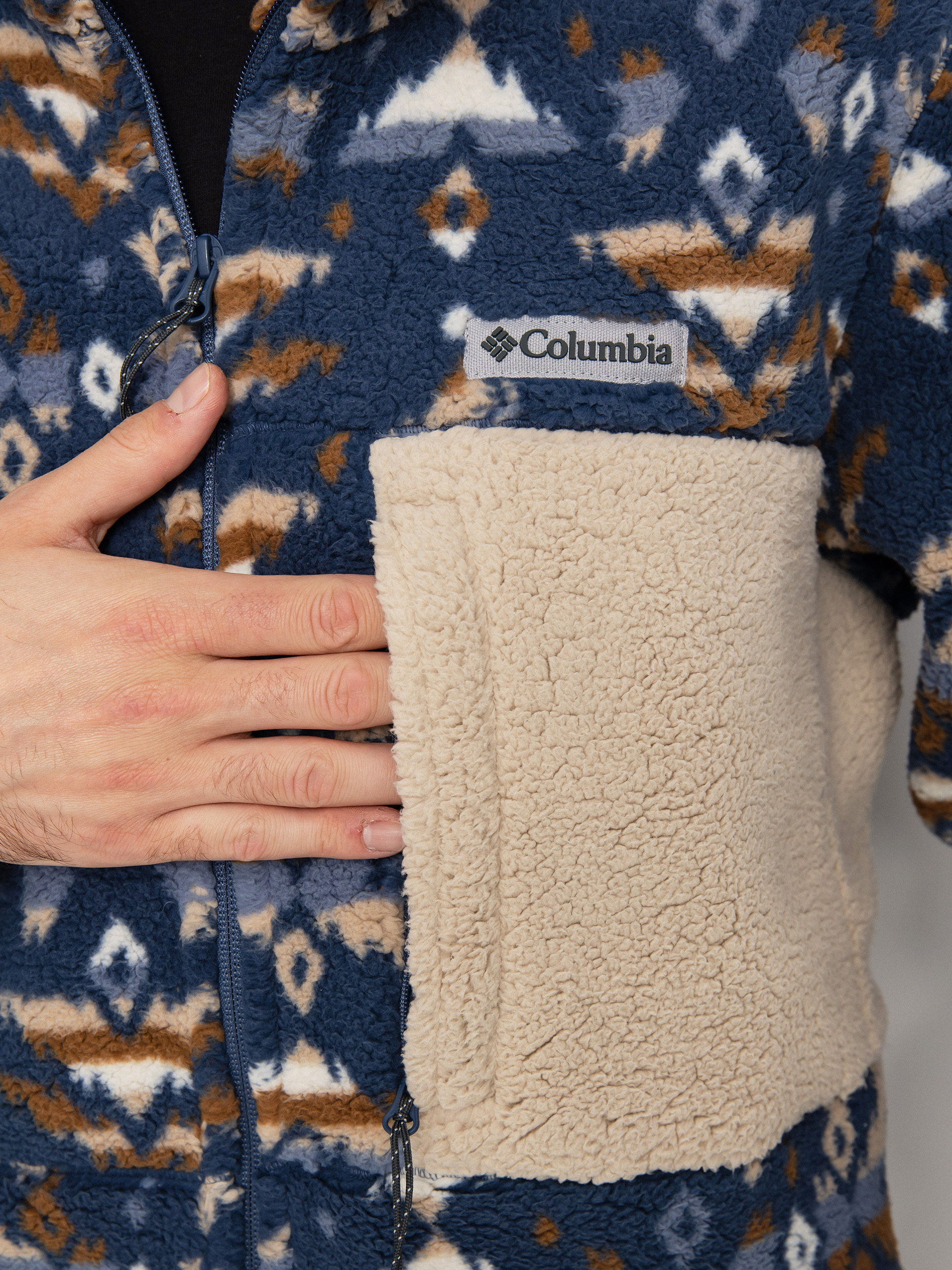 Mens Columbia Mountainside Printed Full Zip Fleece (dark mountain r)