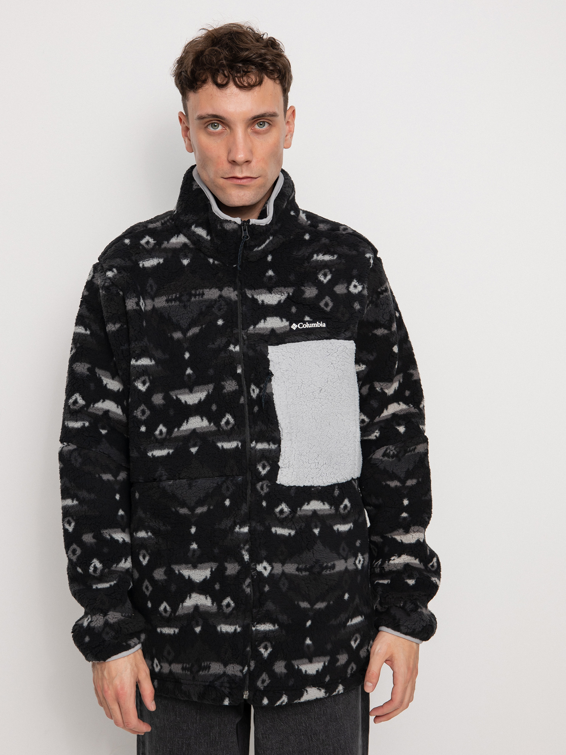 Herren Columbia Mountainside Printed Full Zip Fleecejacke (black rocky mou)