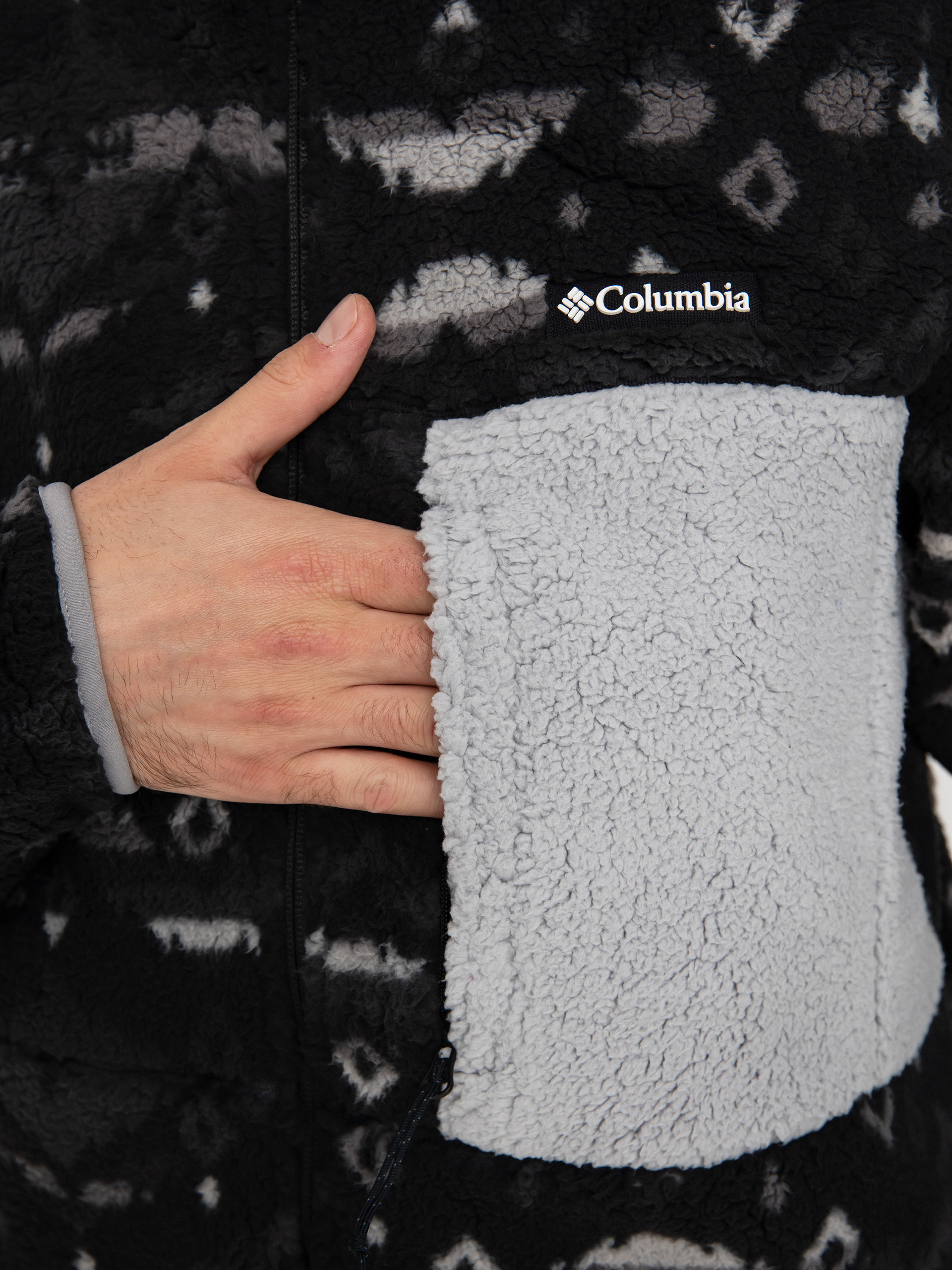 Mens Columbia Mountainside Printed Full Zip Fleece (black rocky mou)