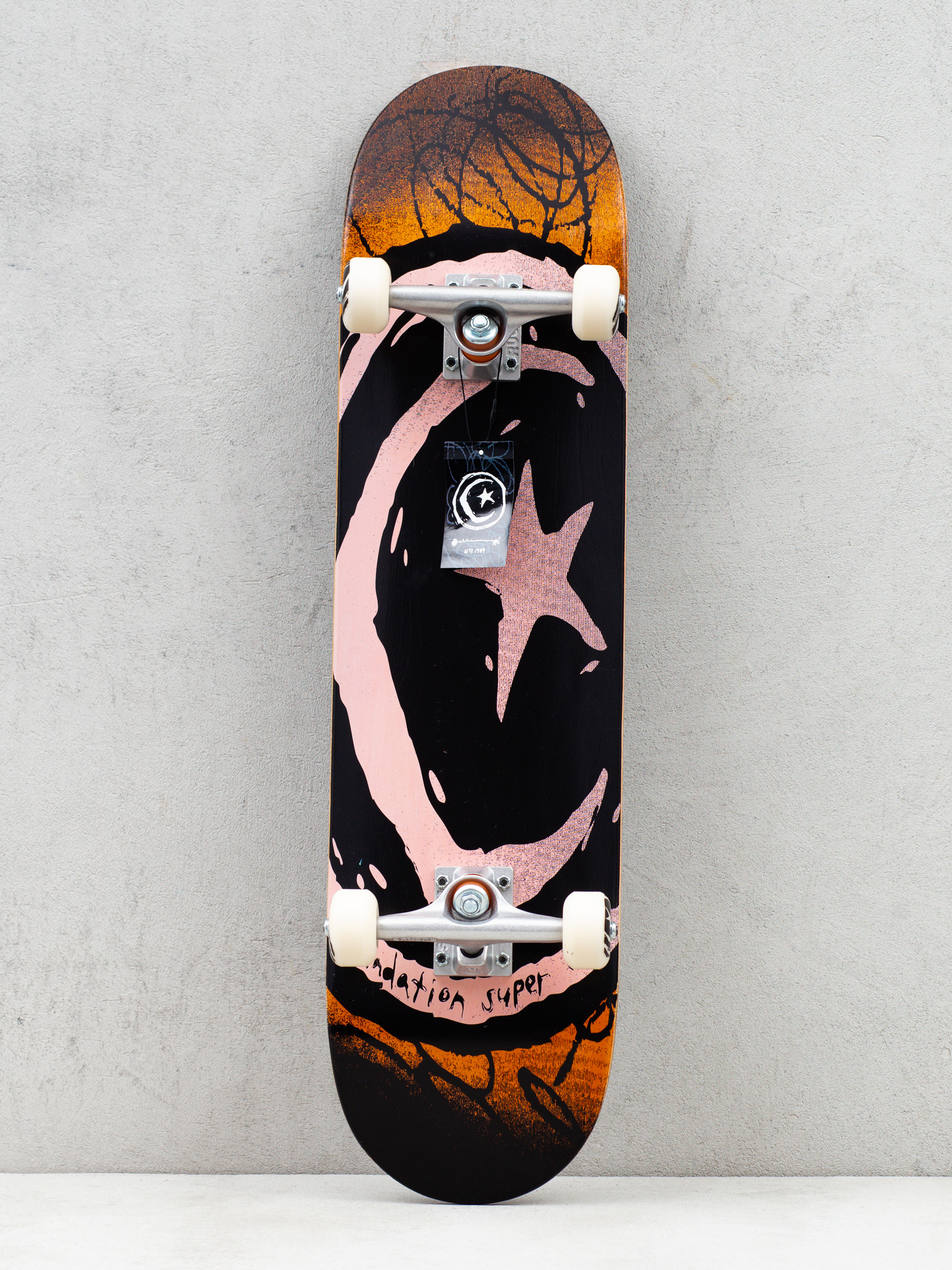 Foundation Star And Moon V2 Neon Skateboard (orange/black/pink)