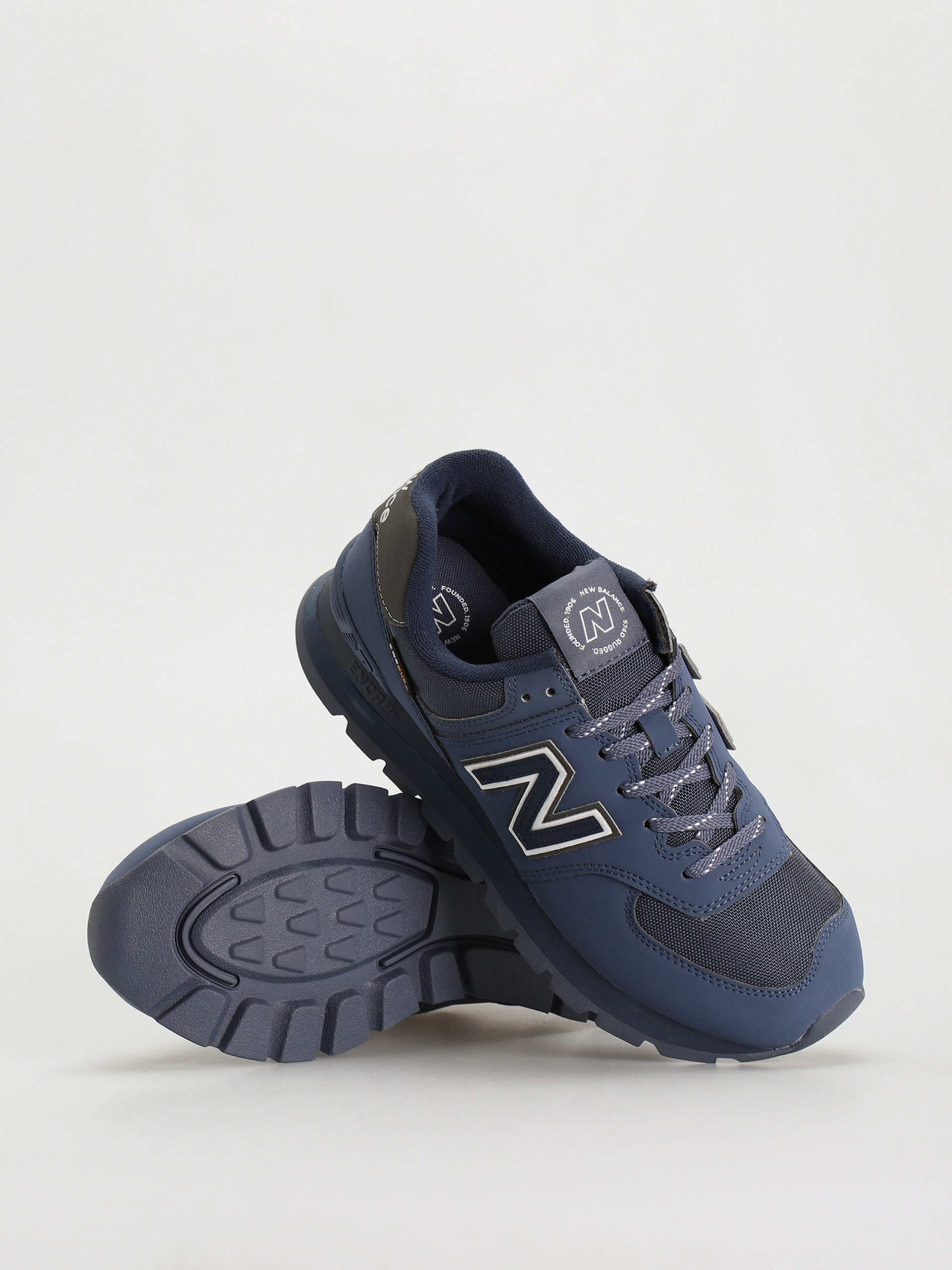 New balance 574 hot sale navy blue leather