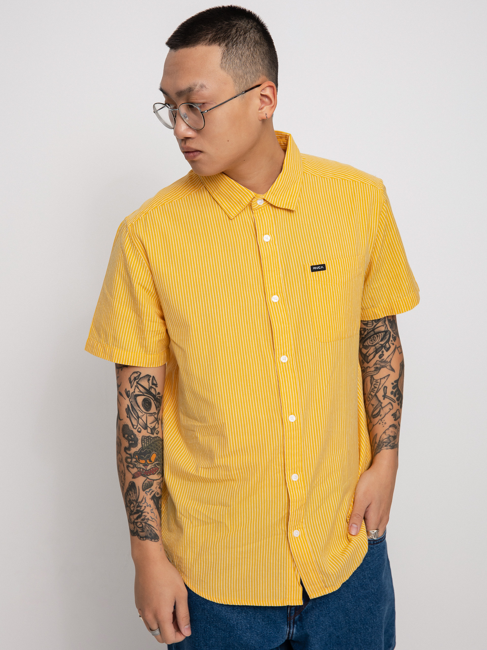 RVCA Endless Seersucker Hemd (vintage gold)