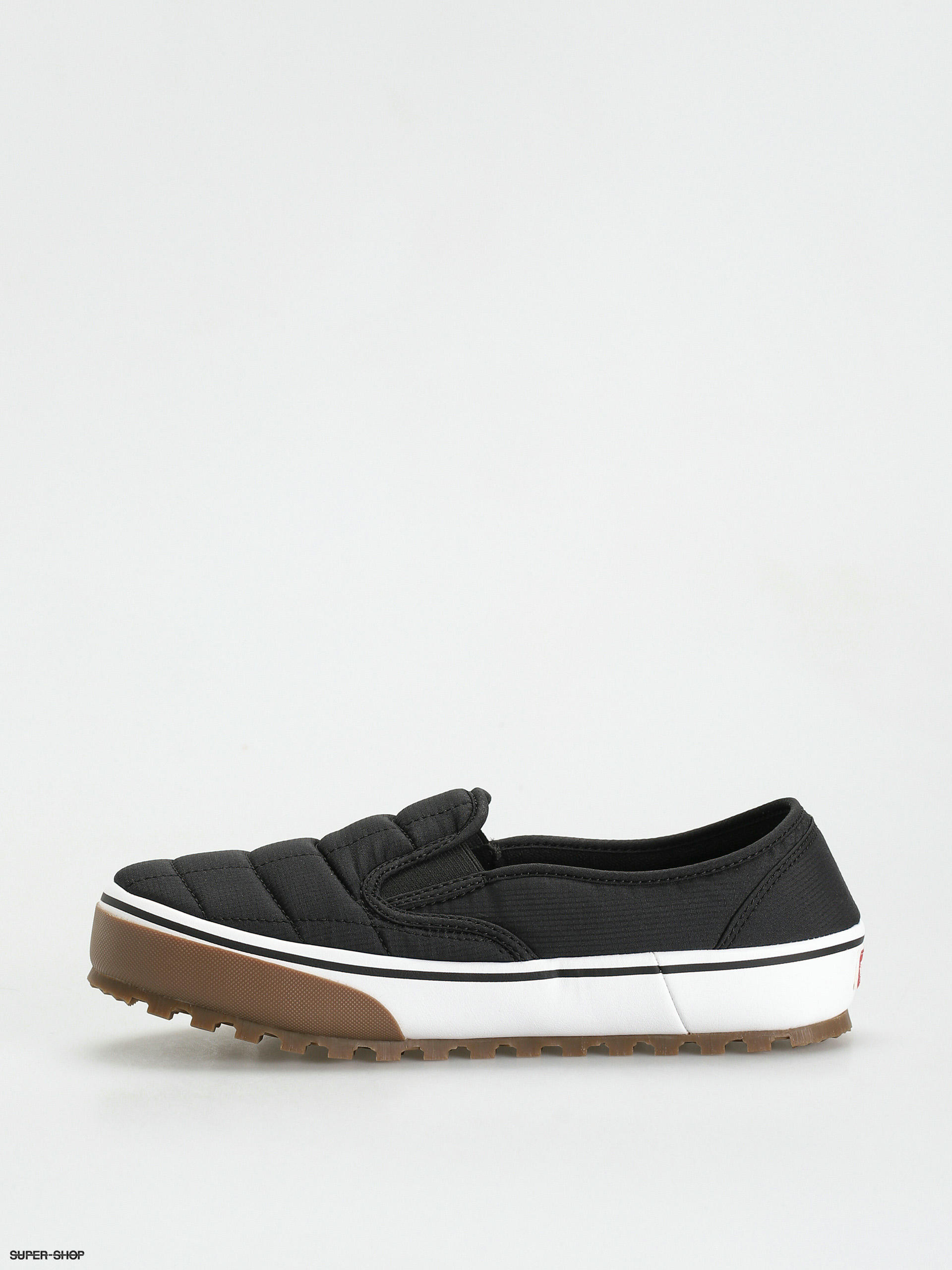 Black quilted sales slip on vans