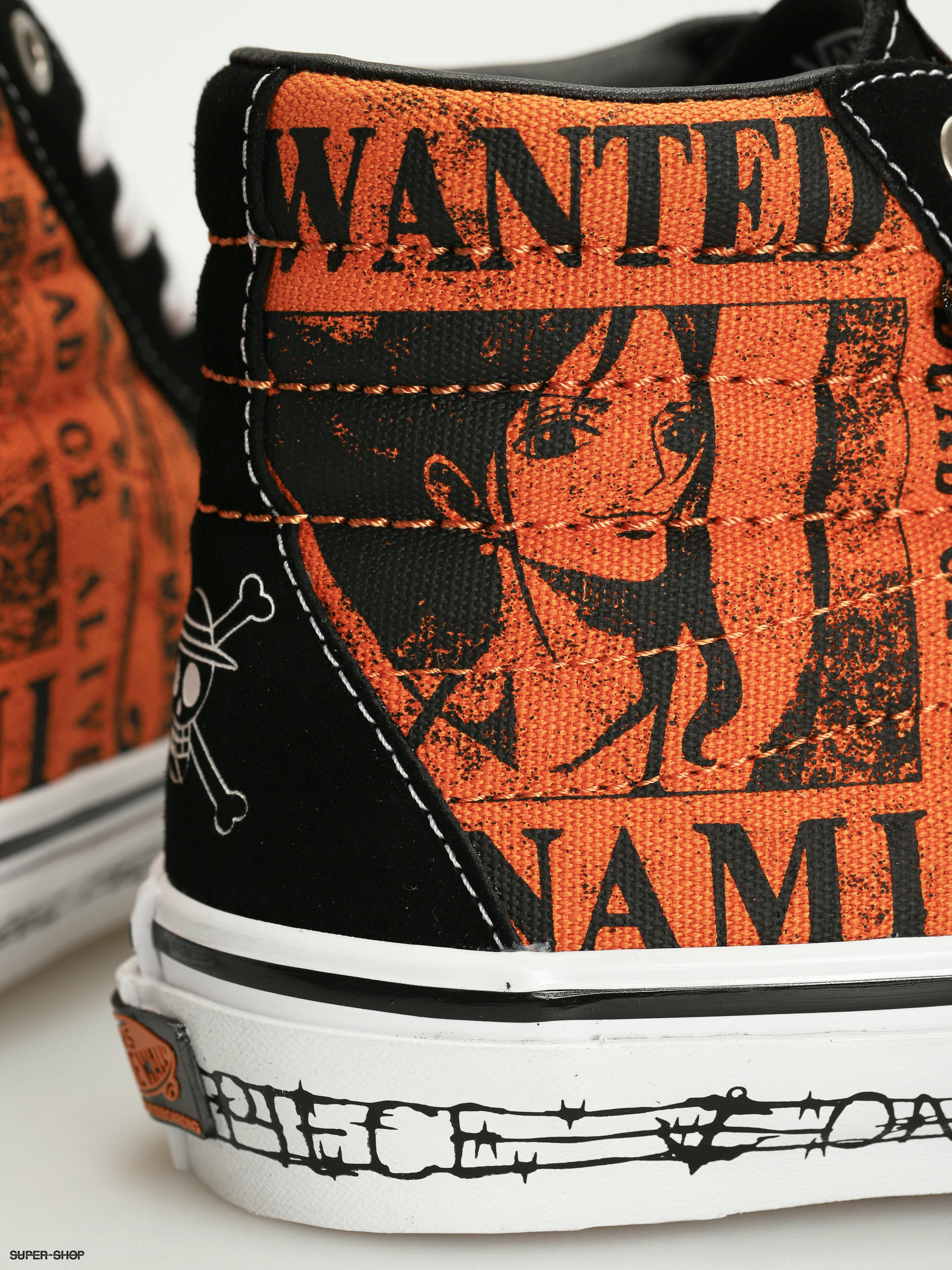 Vans X One Piece Skate Sk8 Hi Shoes (wanted nami orange)