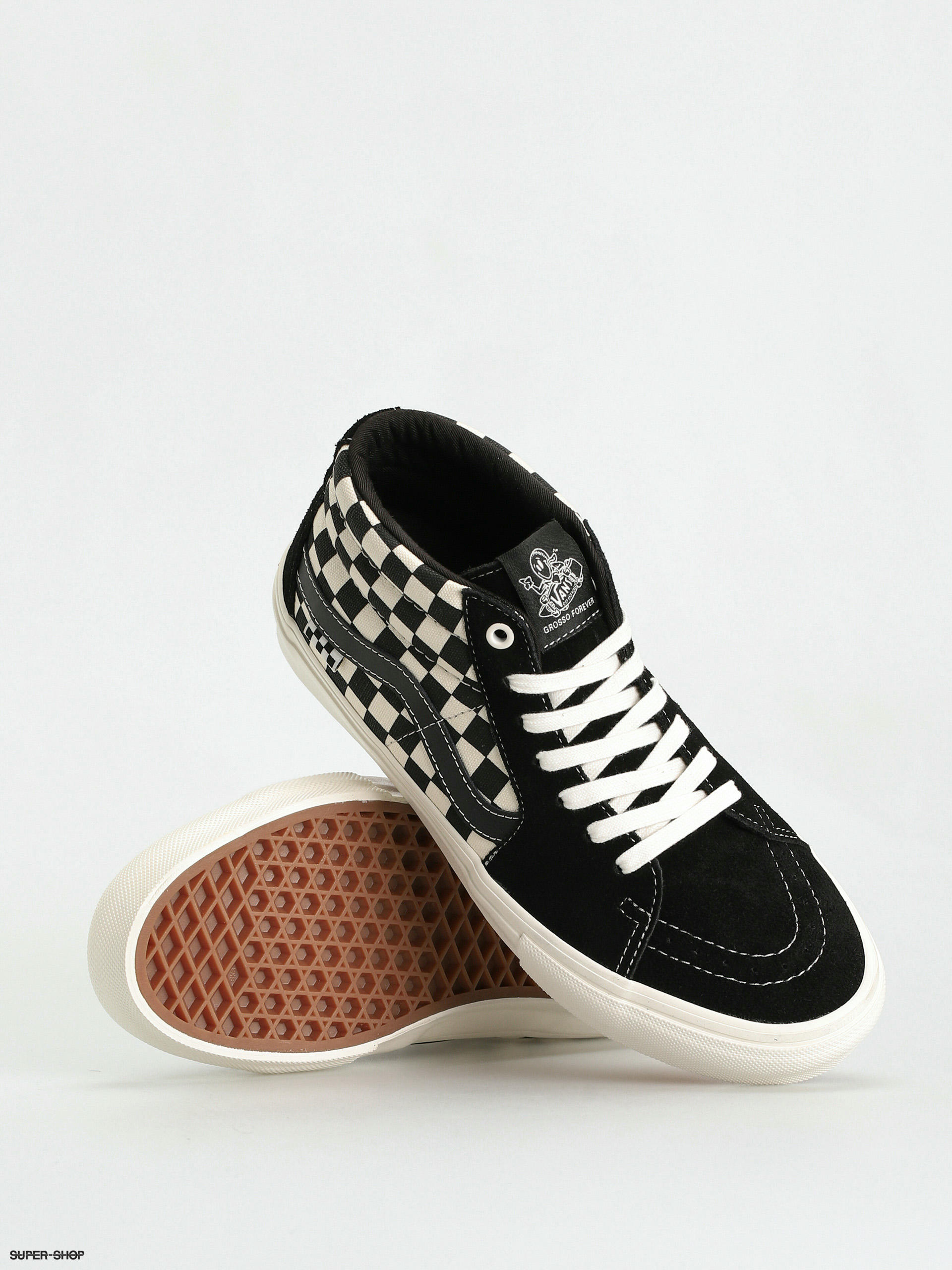 Vans Skate Grosso Mid Shoes black checkerboard black marshmallow