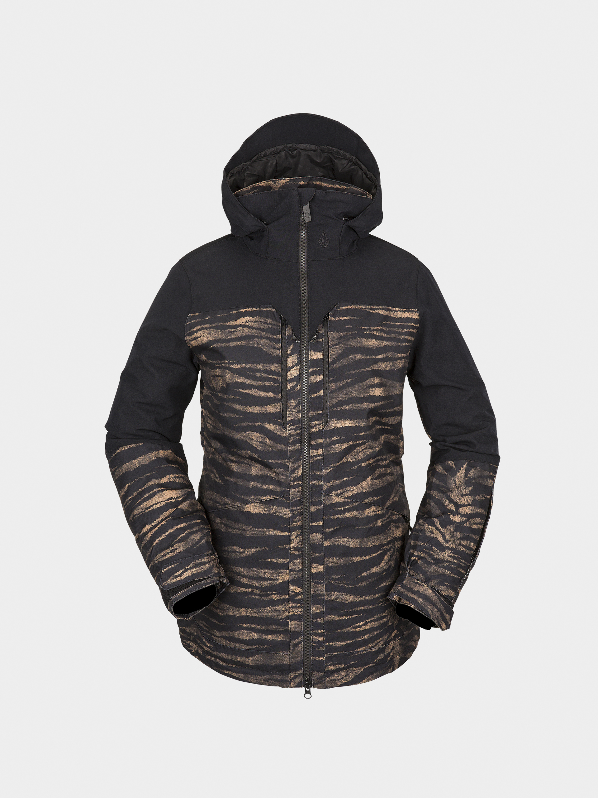 Damen Volcom Shelter 3D Stretch Snowboardjacke (tiger print)