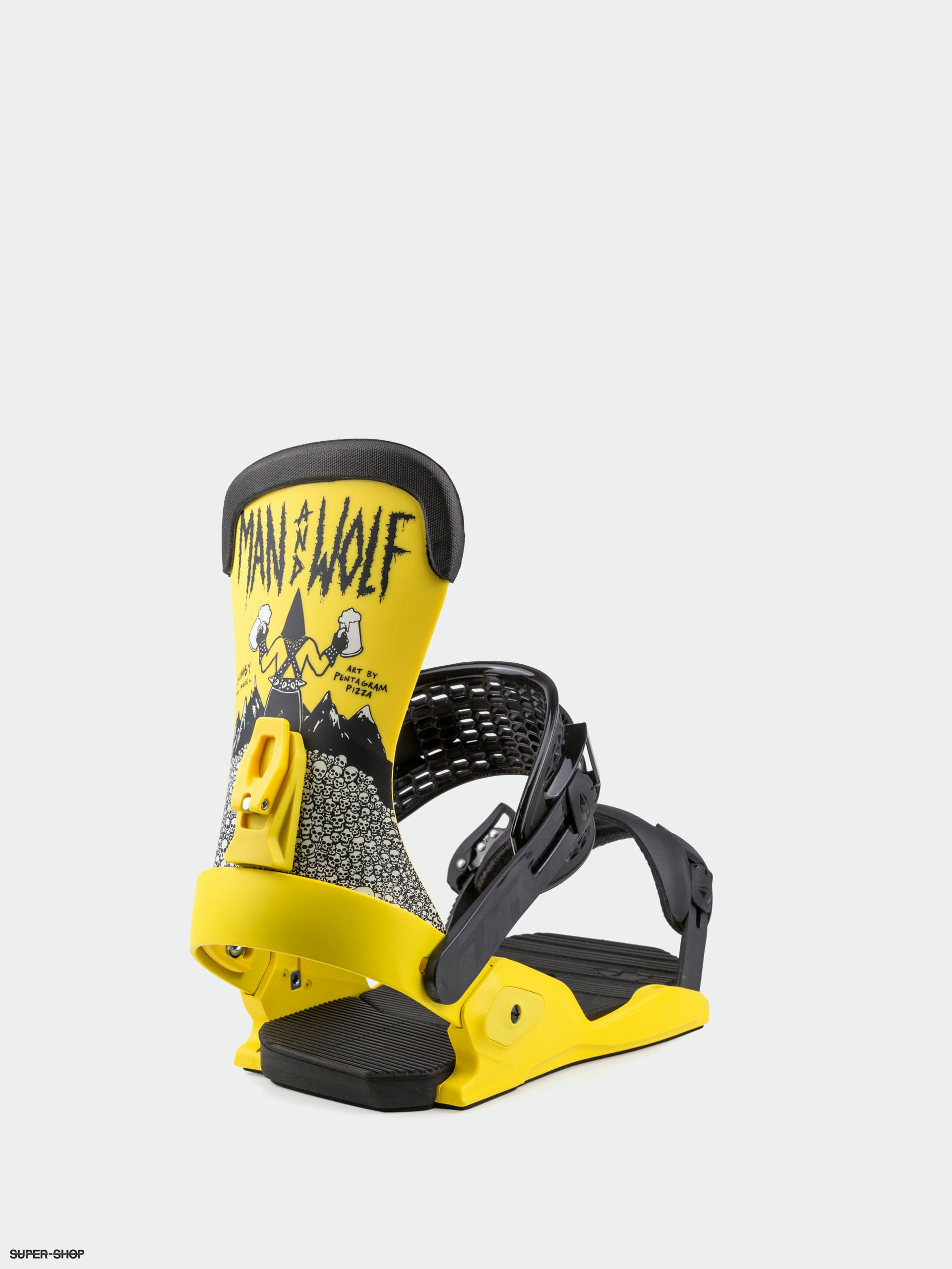 Drake Fifty Man Wolf Snowboard bindings yellow