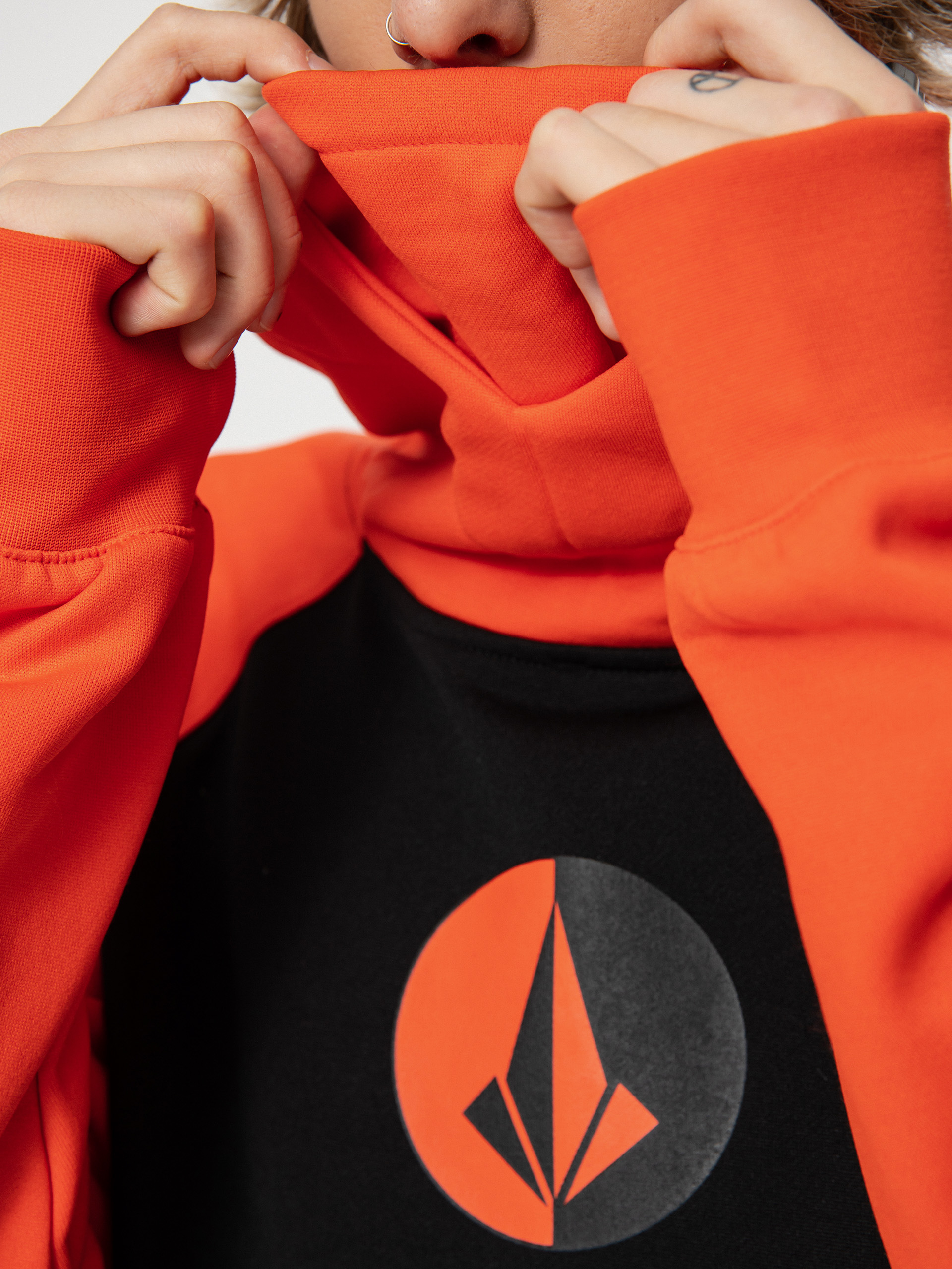 Mens Volcom Hydro Riding HD Active sweatshirt (orange shock)