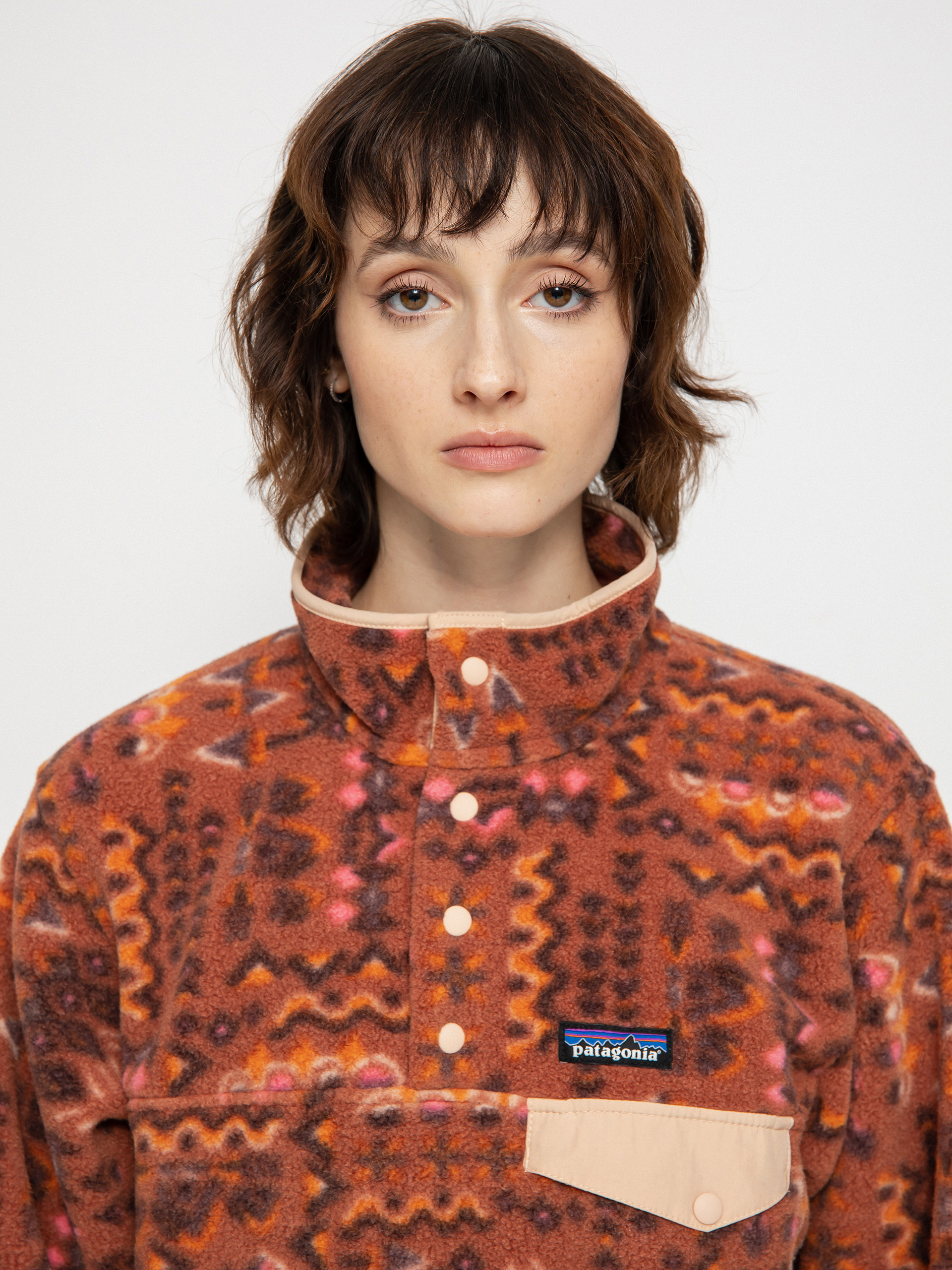 Womens Patagonia Lightweight Synch Snap T Fleece (wandering woods/sisu brown)