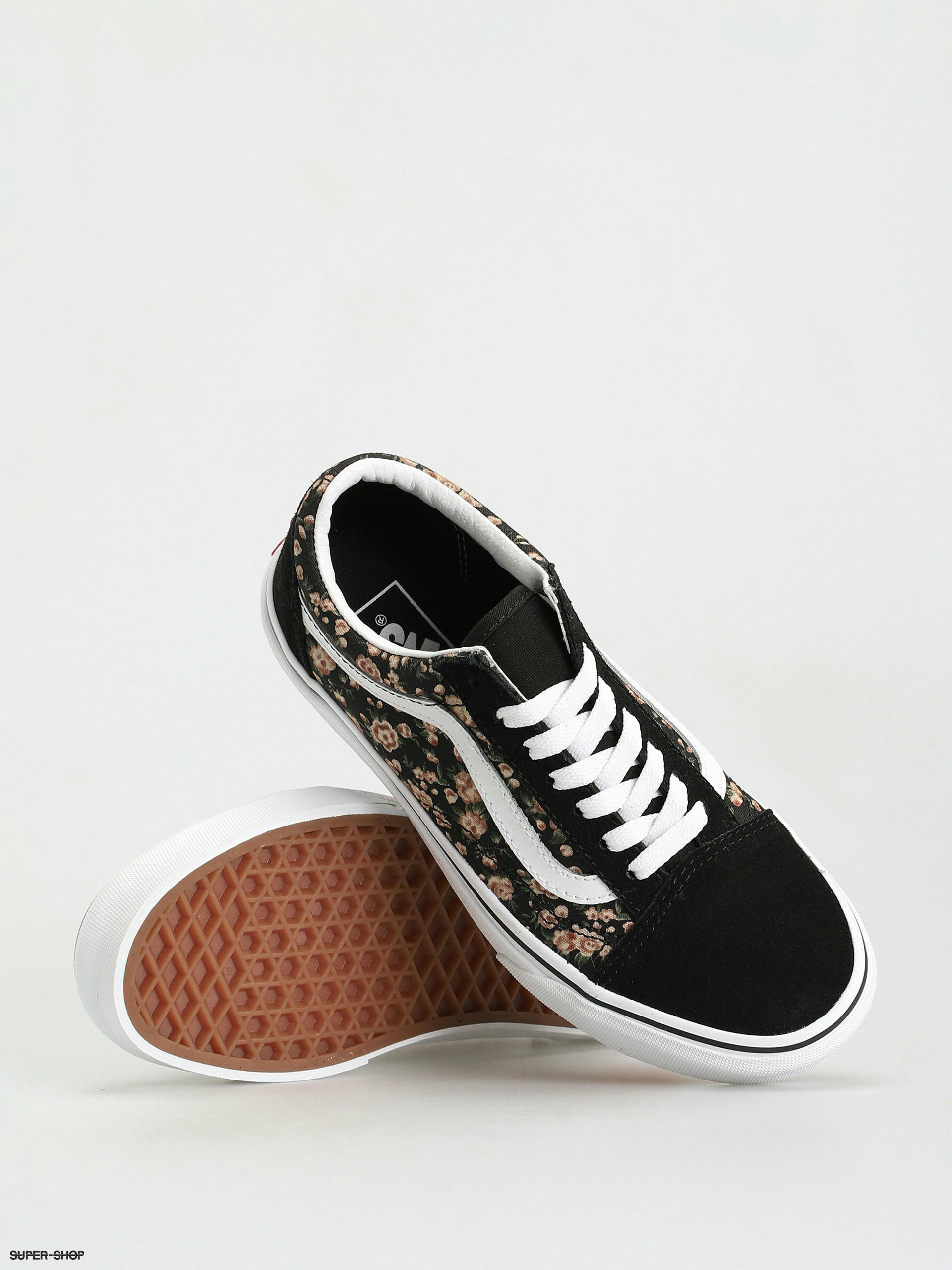 Vans old skool sale black and white roses