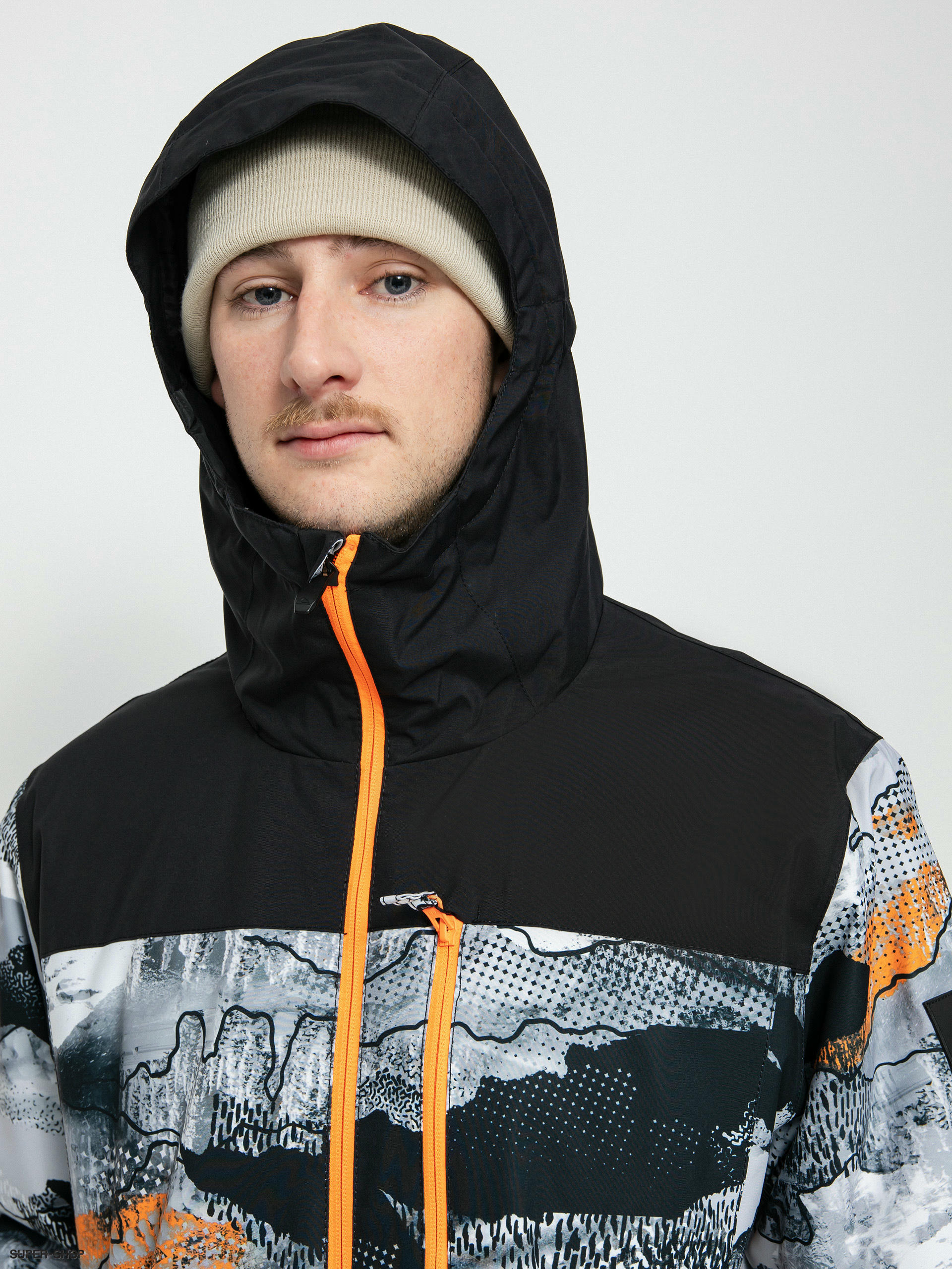 Mens Quiksilver Morton Snowboard jacket (shocking orange paint the moun)