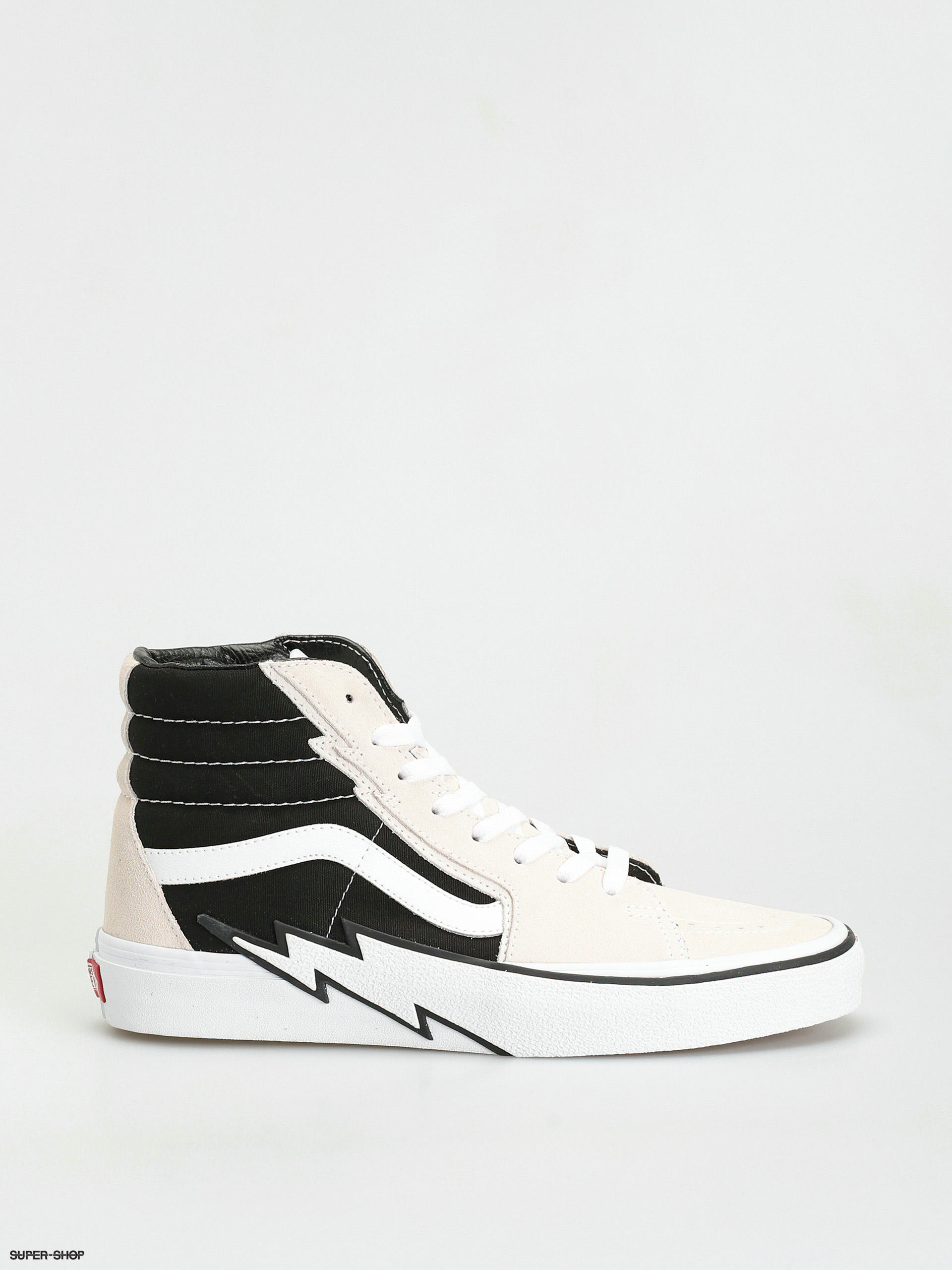 Black and white outlet leather high top vans