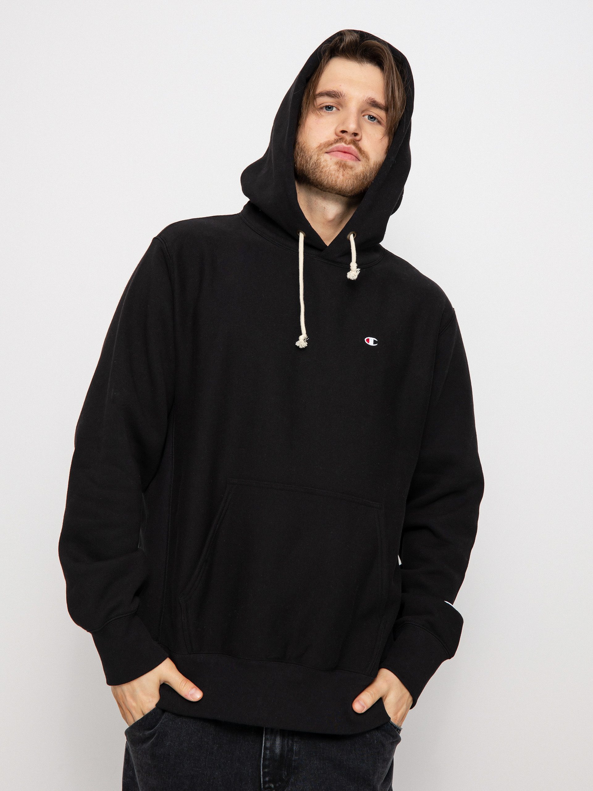 Champion hooded hotsell sweatshirt black